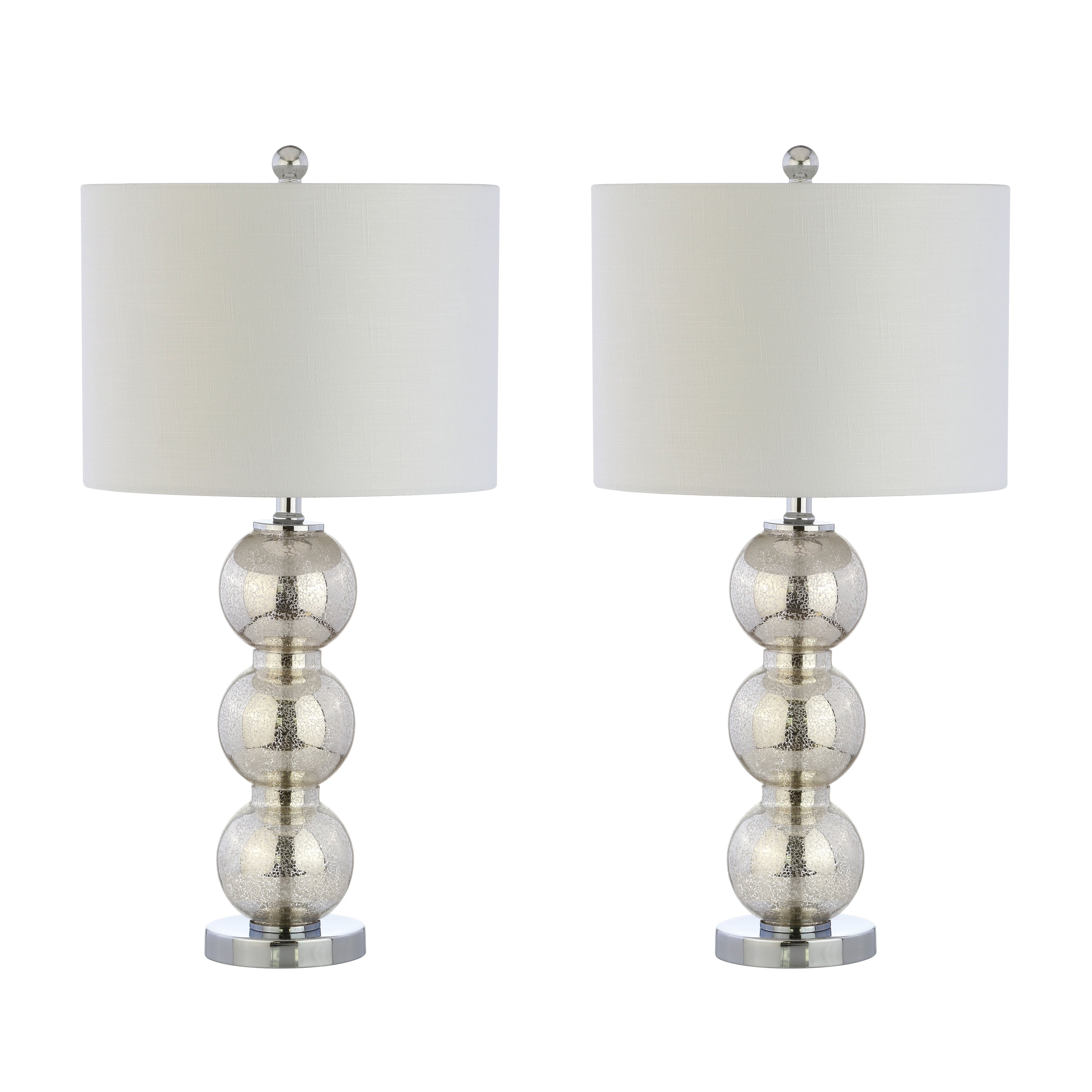 Ella 27 Glass Triple-Sphere LED Table Lamp, Mercury Silver/Chrome (Set of 2) by JONATHAN Y