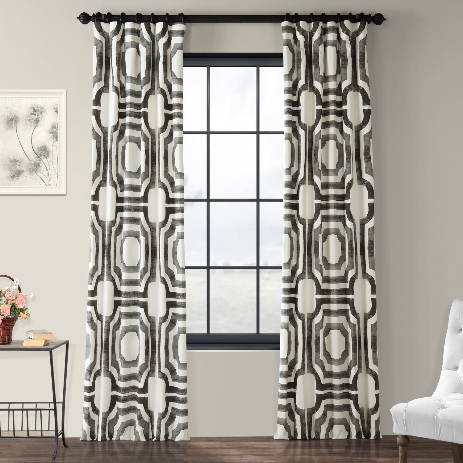 Exclusive Fabrics Modern Geometric Room Darkening Cotton Window Curtains (1 Panel)