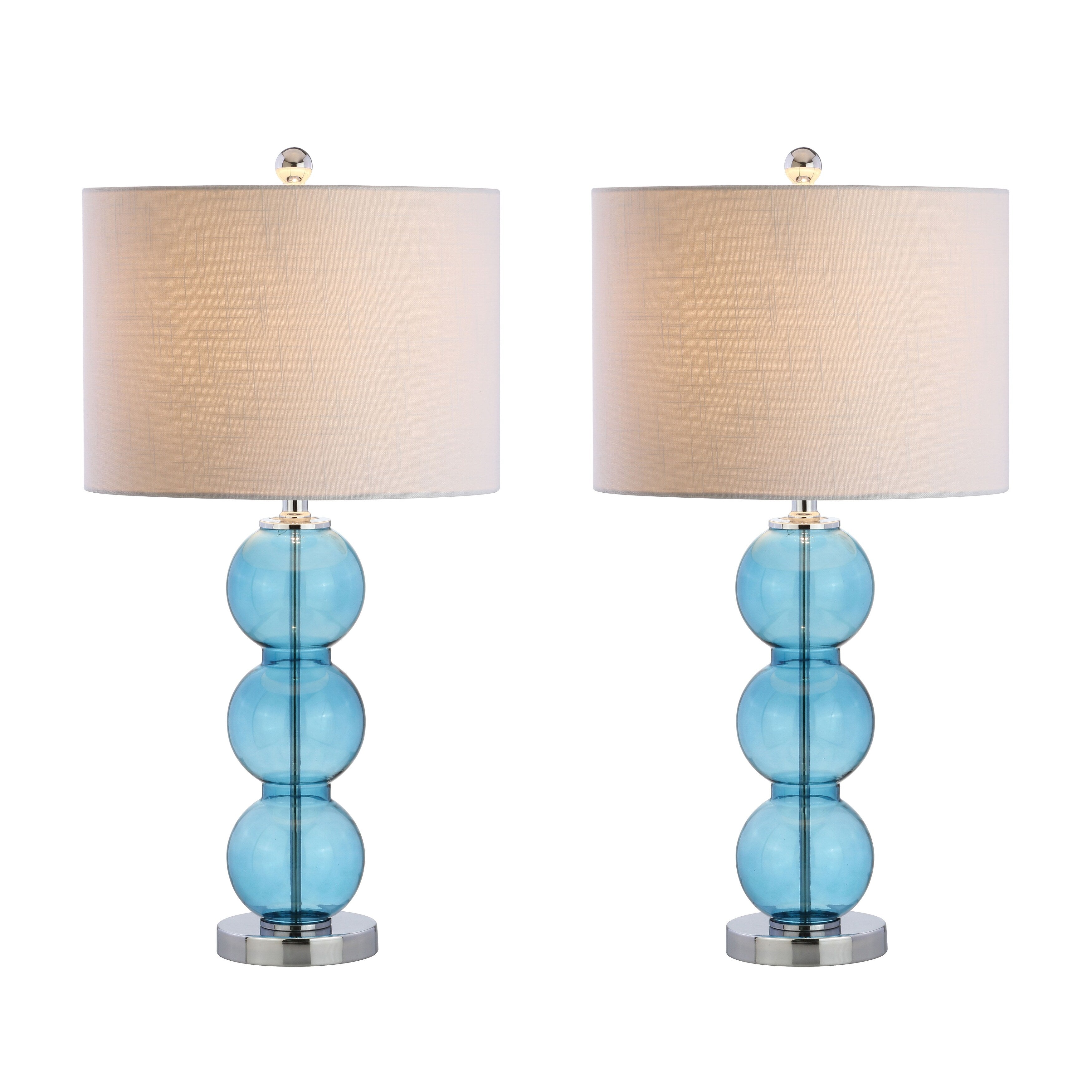 Ella 27 Glass Triple-Sphere LED Table Lamp, Mercury Silver/Chrome (Set of 2) by JONATHAN Y