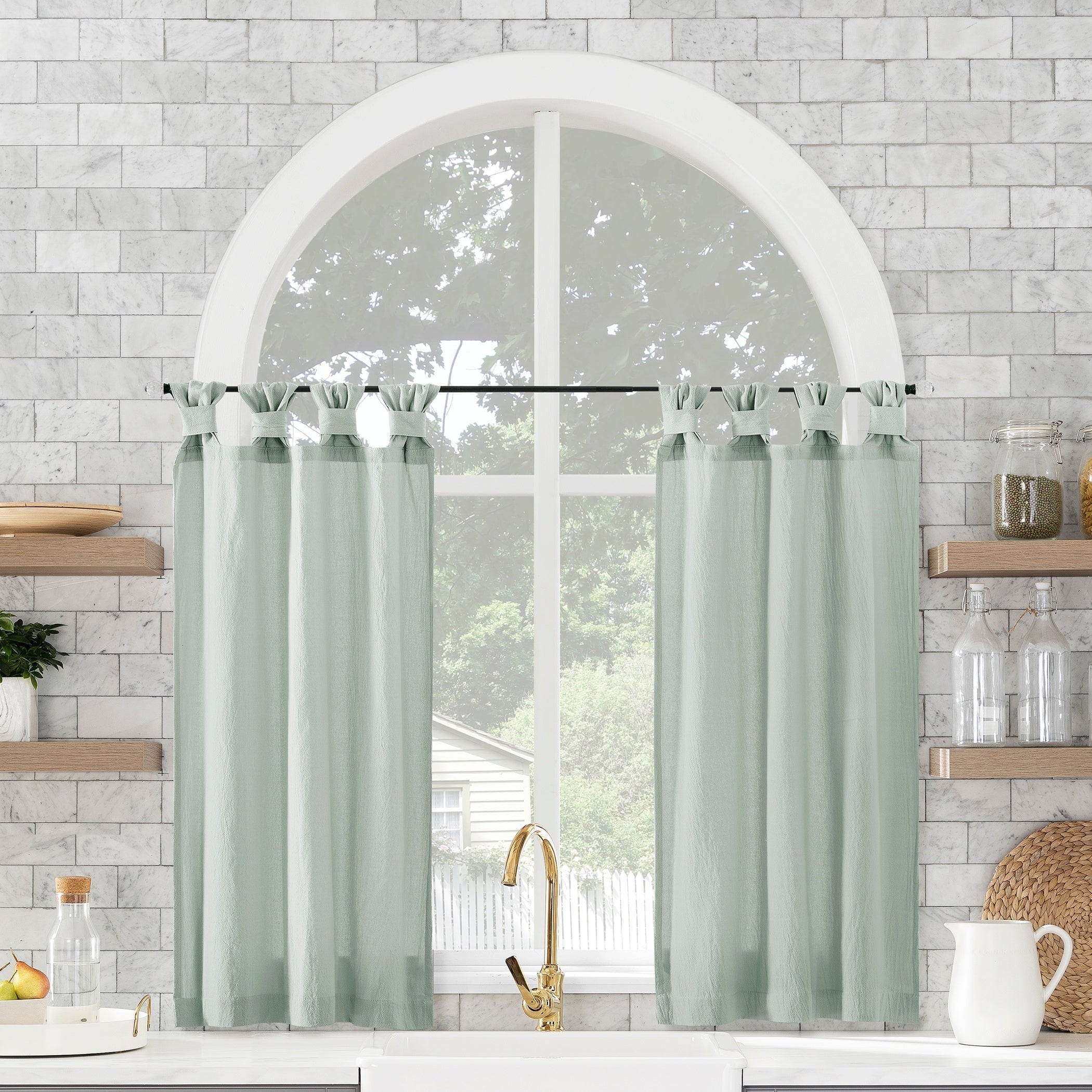 Archaeo Washed Cotton Twist Tab Cafe Curtain Pair