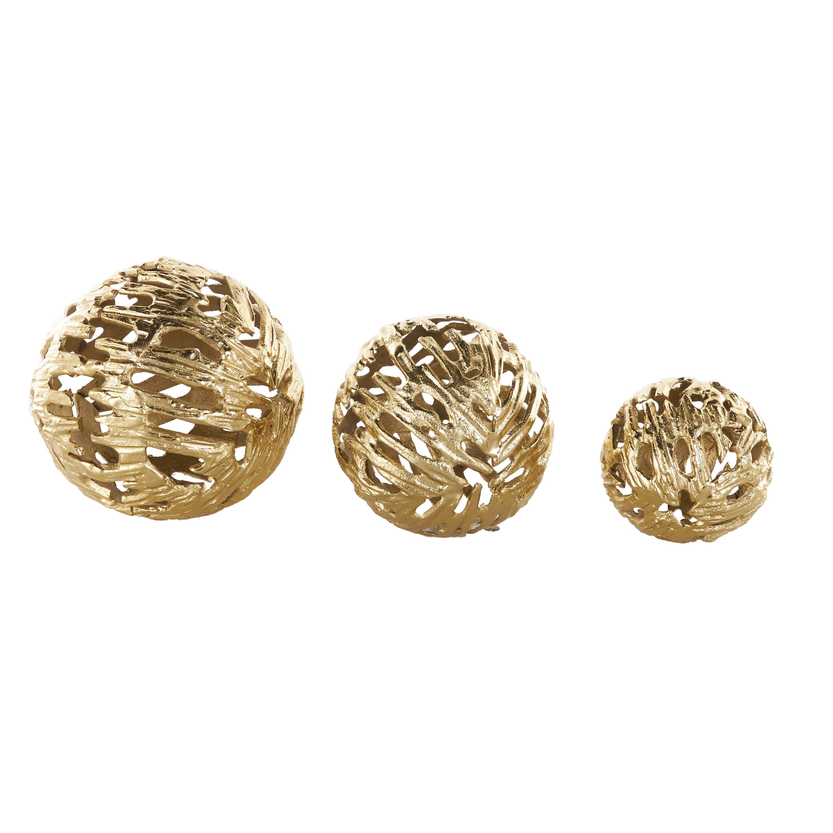 Silver or Gold Aluminum Metallic Cutout Abstract Orbs & Vase Filler (Set of 3)