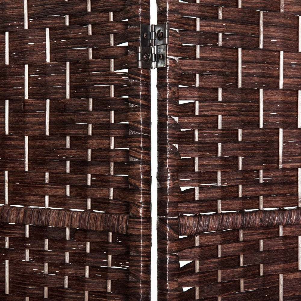 HomCom 6' Tall Wicker Weave Six Panel Room Divider Privacy Screen - Chestnut Brown