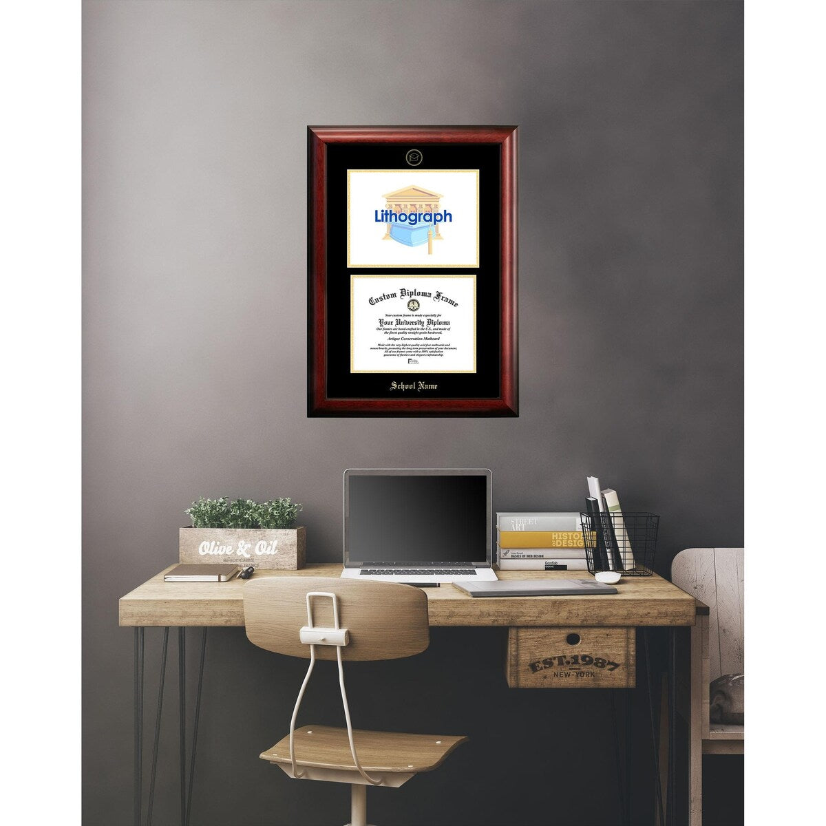 Middle Tennessee State University 11w x 8.5h Gold Embossed Diploma Frame with Campus Images Lithograph