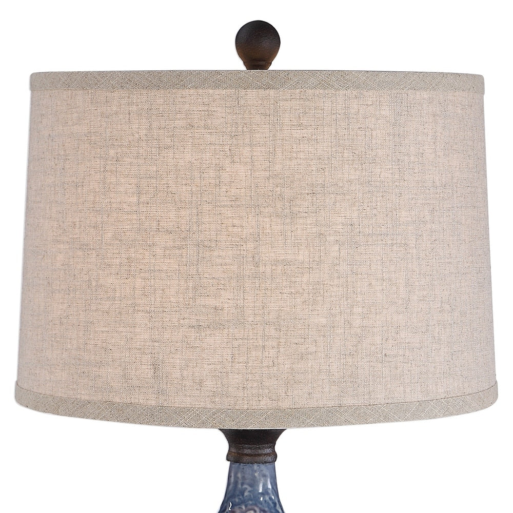 Bajze Blue and Khaki Textured Ceramic Table Lamp by Jim Parsons