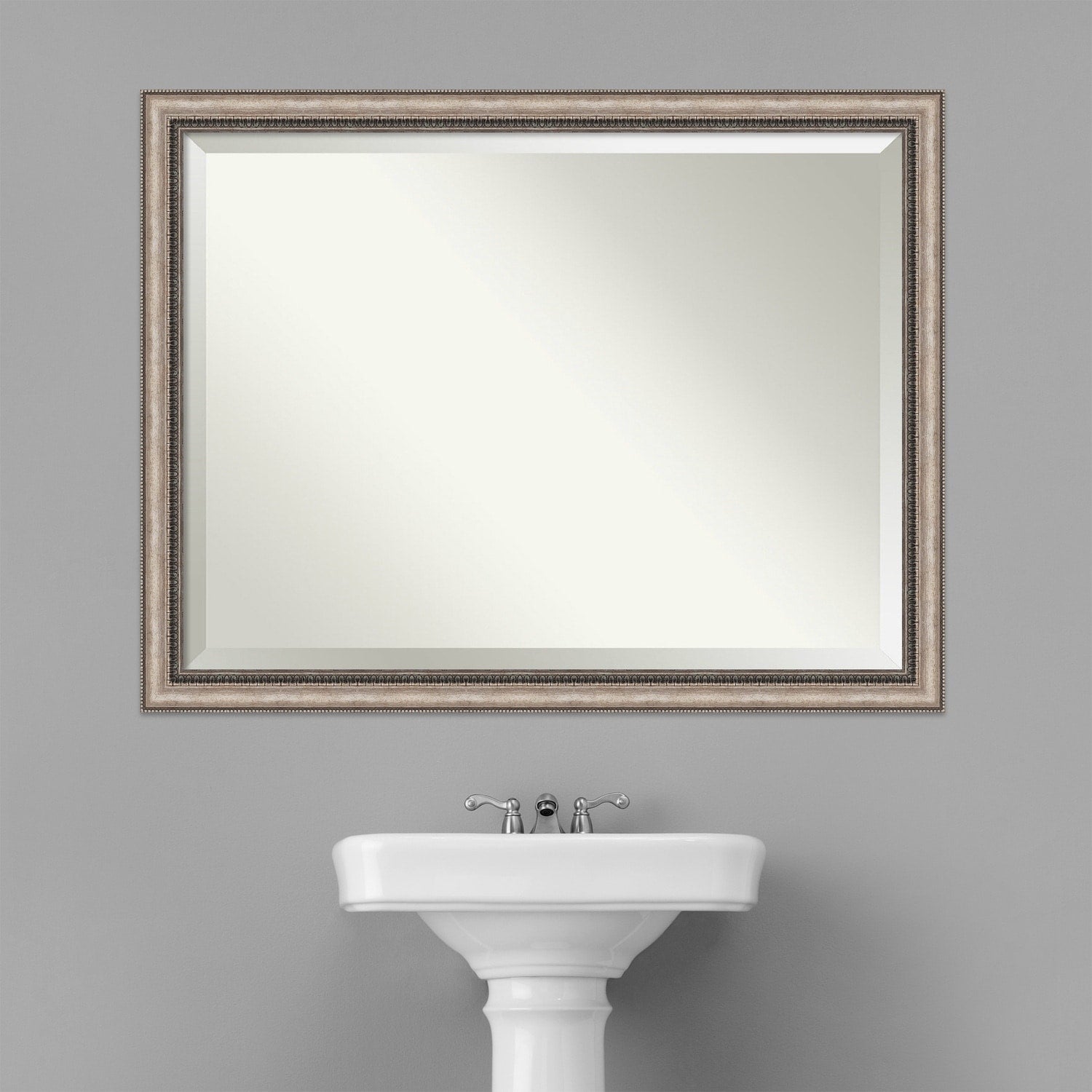 Beveled Bathroom Wall Mirror - Lyla Ornate Silver Frame - Lyla Ornate Silver