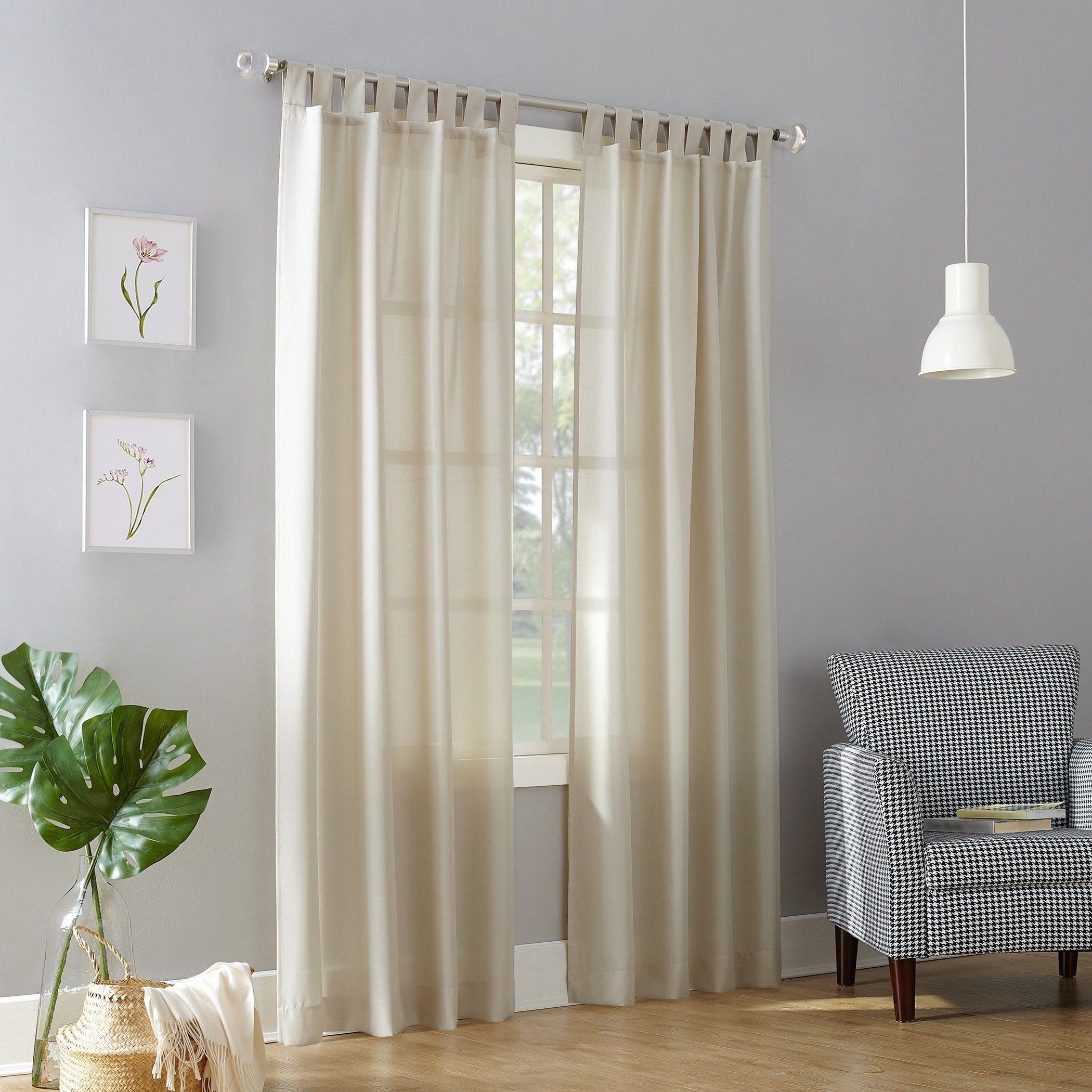 No. 918 Jacob Heathered Texture Semi-Sheer Tab Top Curtain Panel, Single Panel