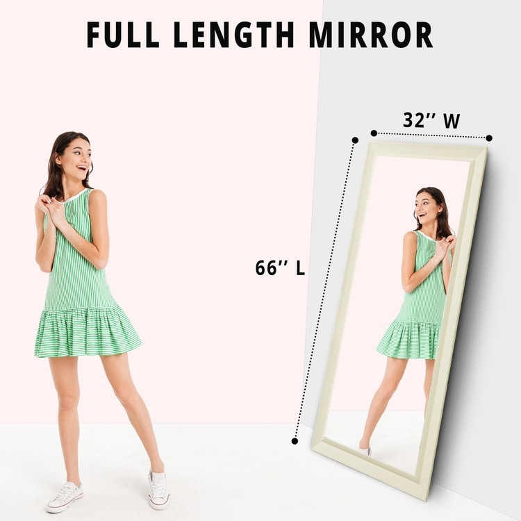 Framed Bevel Leaner Full Length Huge Floor Mirror XL Mirror Large Rectangle Standing Cream Floor Mirror Huge Mirrors for Bedroom