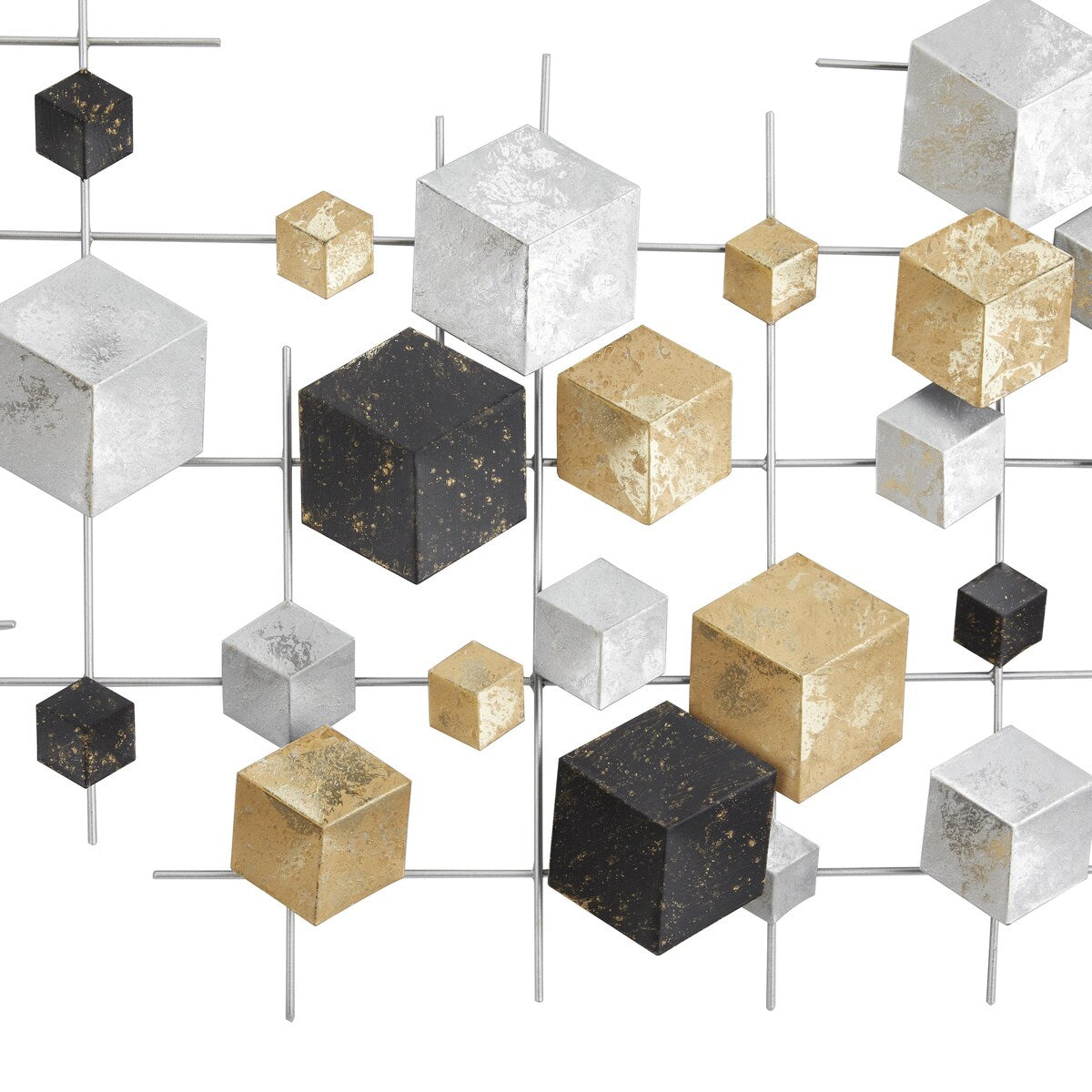 Metal Geometric 3D Cube Relief Home Wall Decor - Multi Colored - CosmoLiving by Cosmopolitan