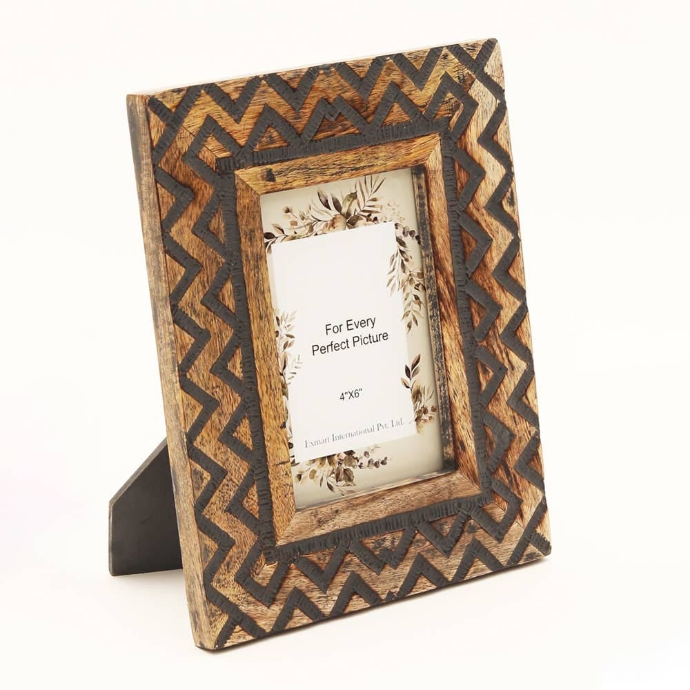 Expobazaar Carving Photo Frame 4'' x 6'' - Natural Wood