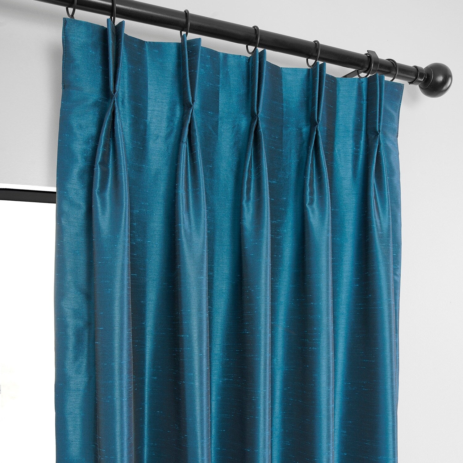 Exclusive Fabrics Solid Vintage Textured Faux Dupioni Silk Pleated Blackout Curtain (1 Panel)