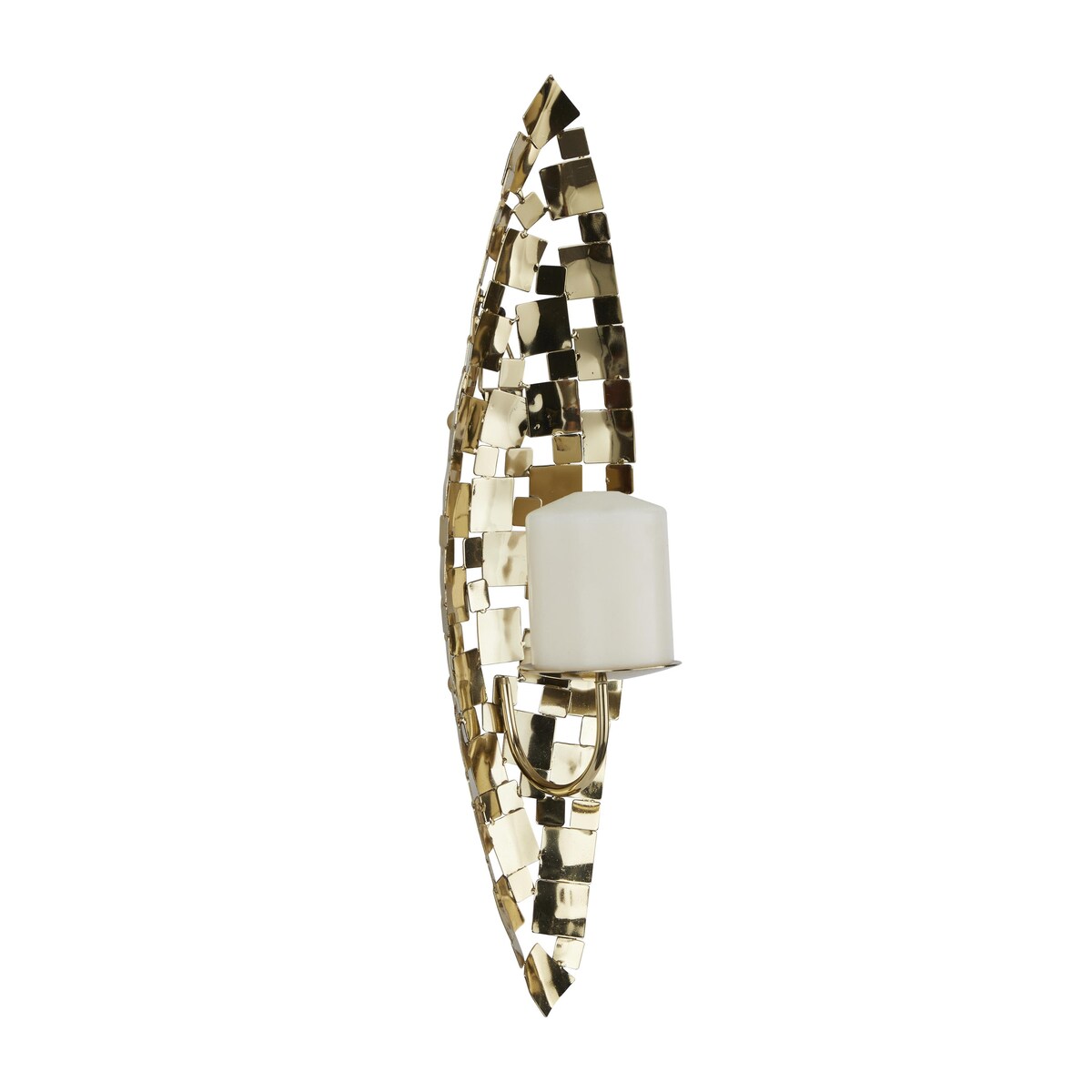 Stainless Steel Metal Pillar Wall Sconce with Hammered Pattern - Gold or Silver - CosmoLiving by Cosmopolitan