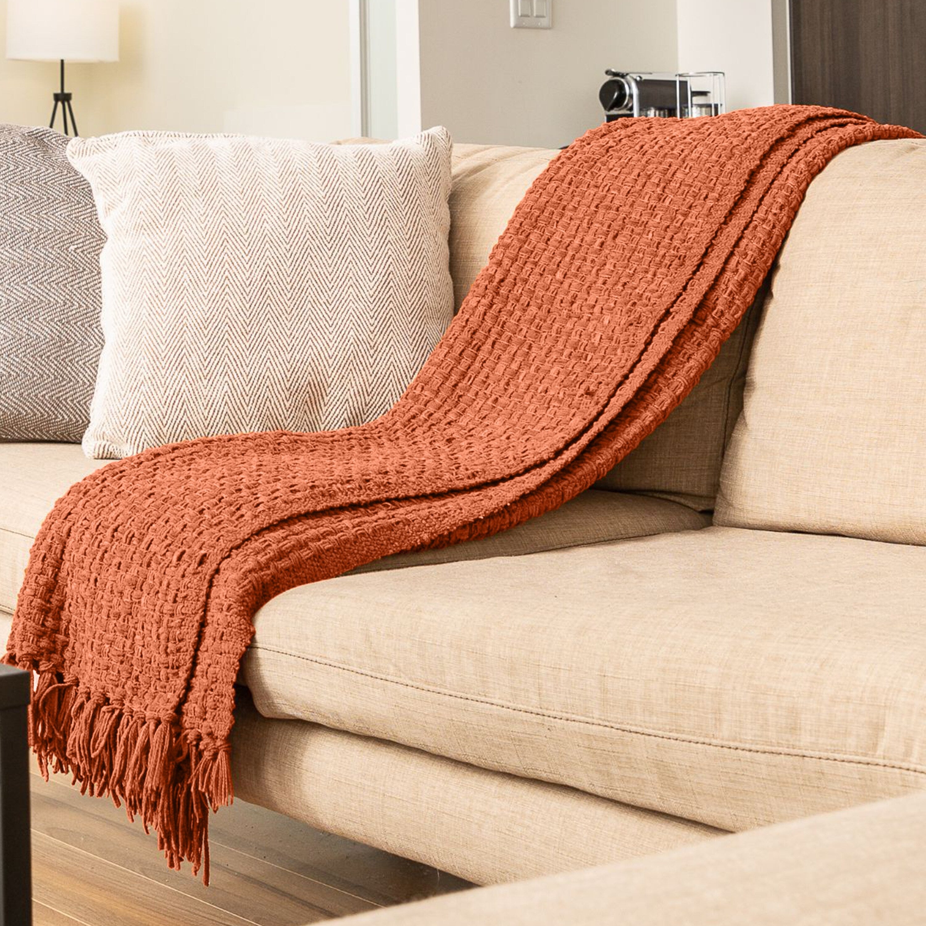 Fabstyles Chenille Basket Weave Polyester Throw Blanket