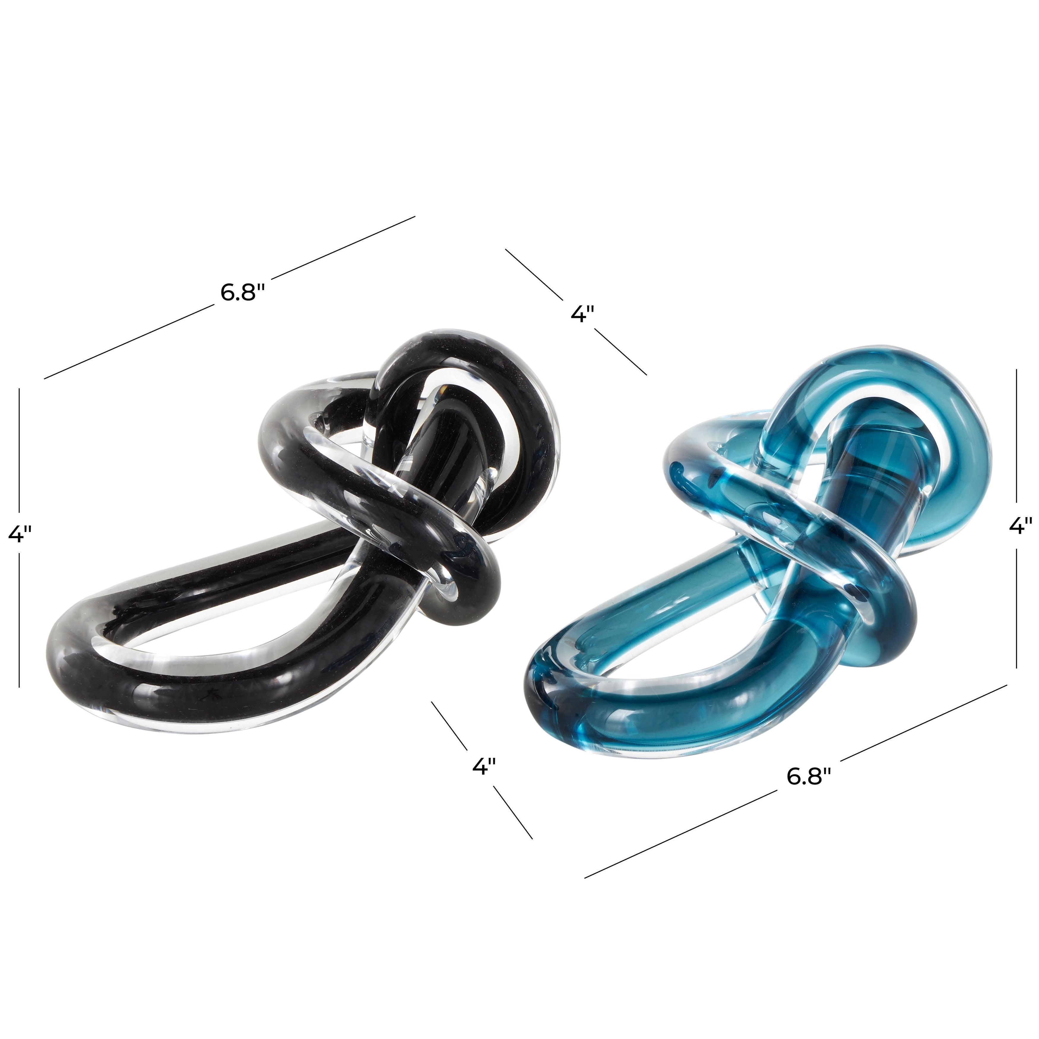 Black or Blue Glass Handmade Knot Sculpture (Set of 2)