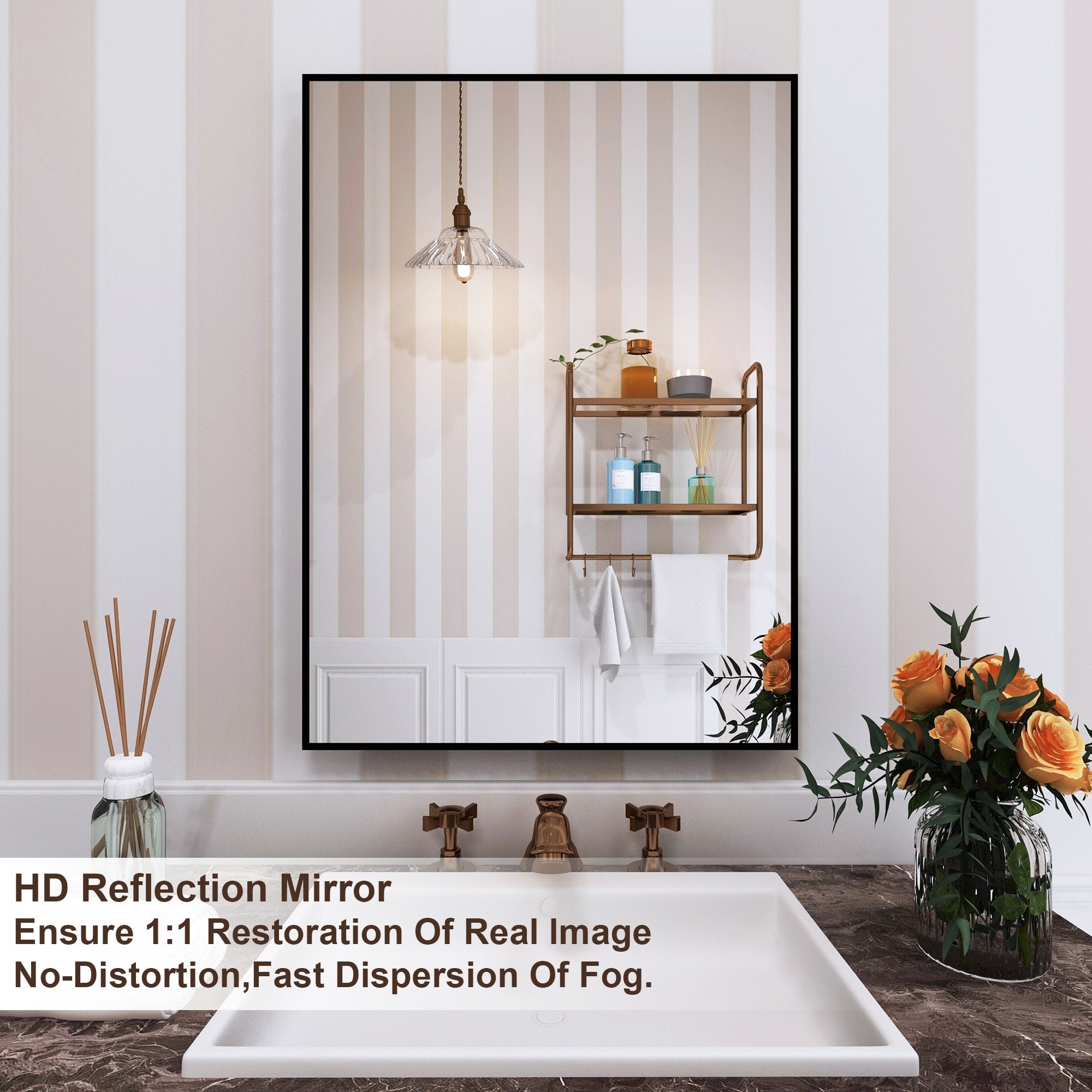 Aluminum Alloy Framed Wall Mounted Bathroom Vanity Accent Mirror in