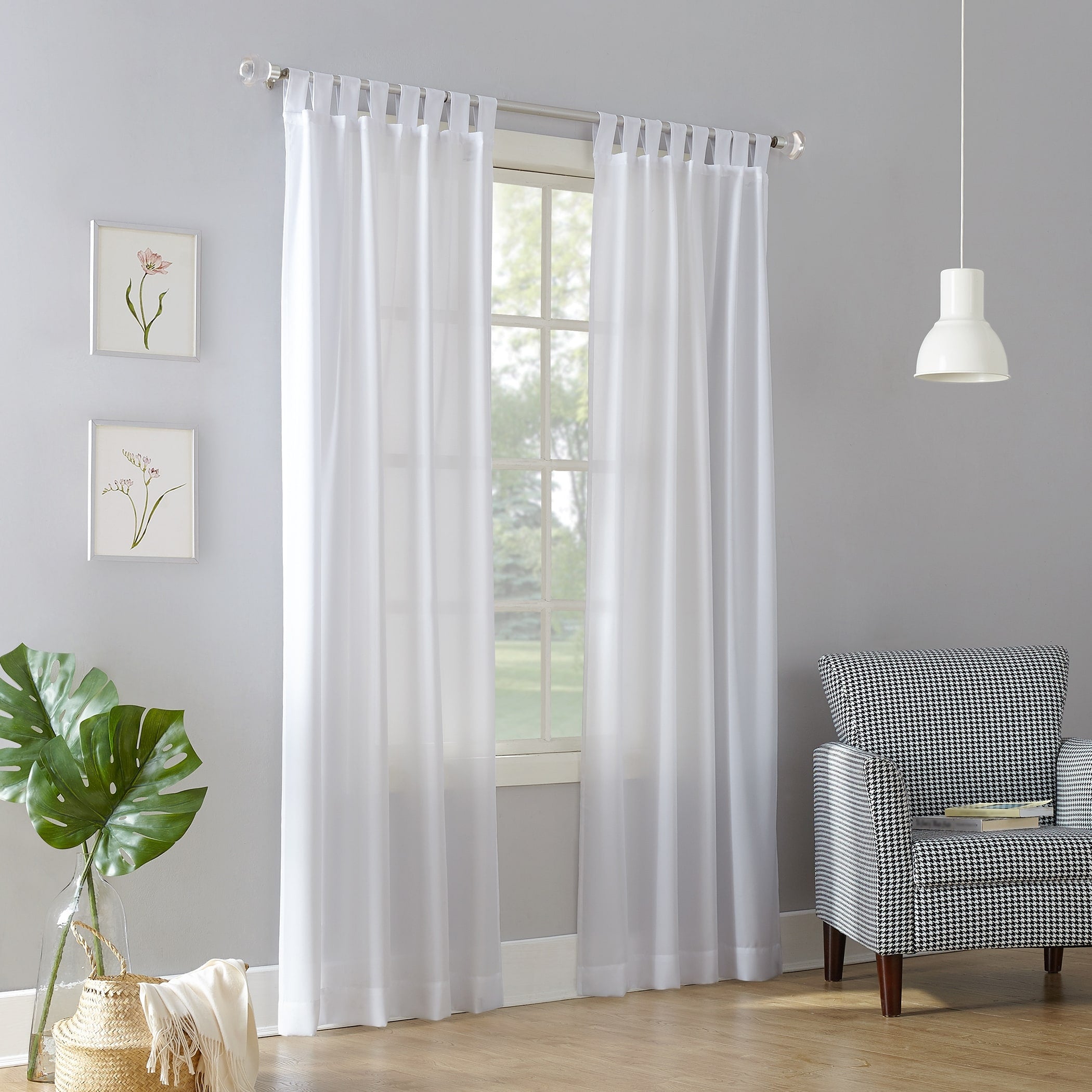 No. 918 Jacob Heathered Texture Semi-Sheer Tab Top Curtain Panel, Single Panel