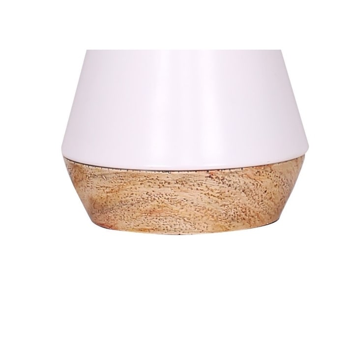 Elise White and Wood Grain Lamp - Set of 2