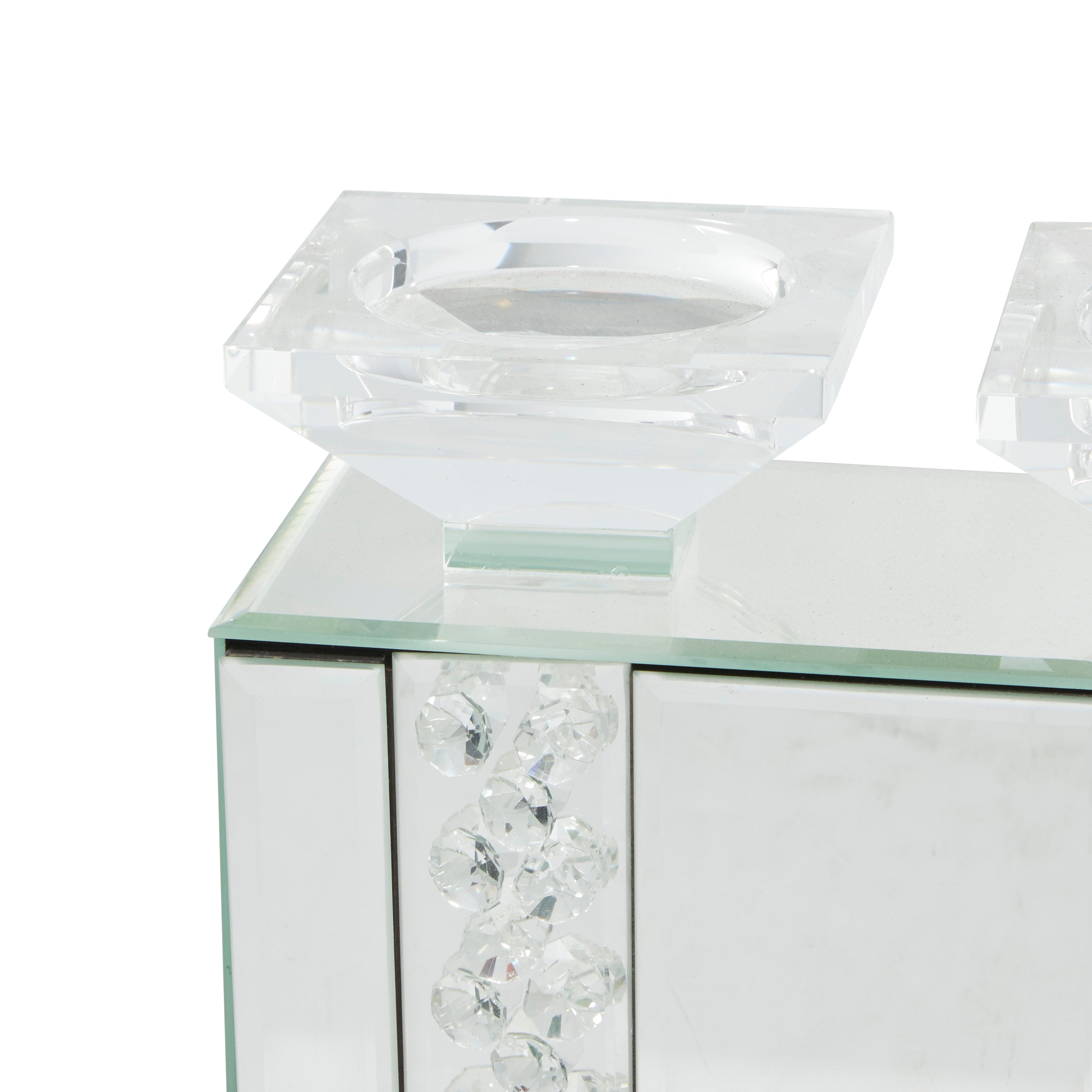 Glass Pillar Candle Holder with Floating Crystals