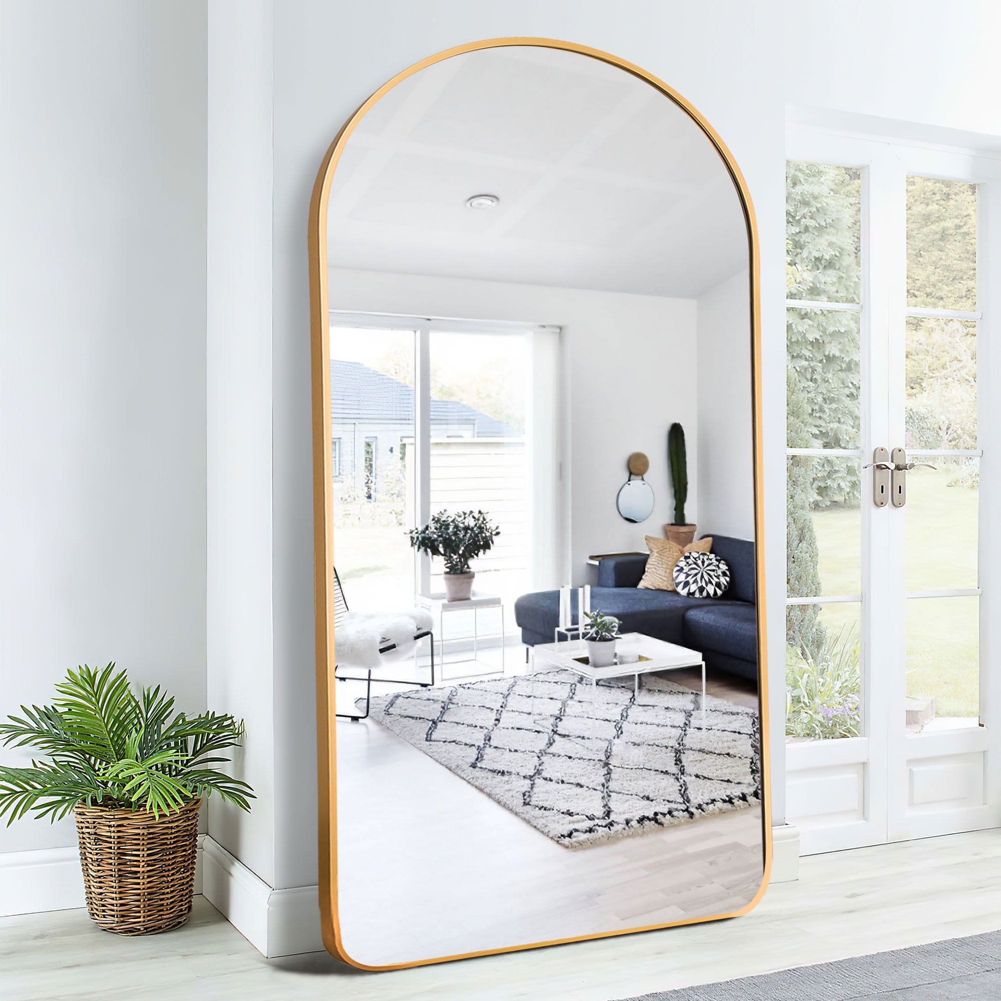 Arched Metal Full-length Standing Floor Mirror