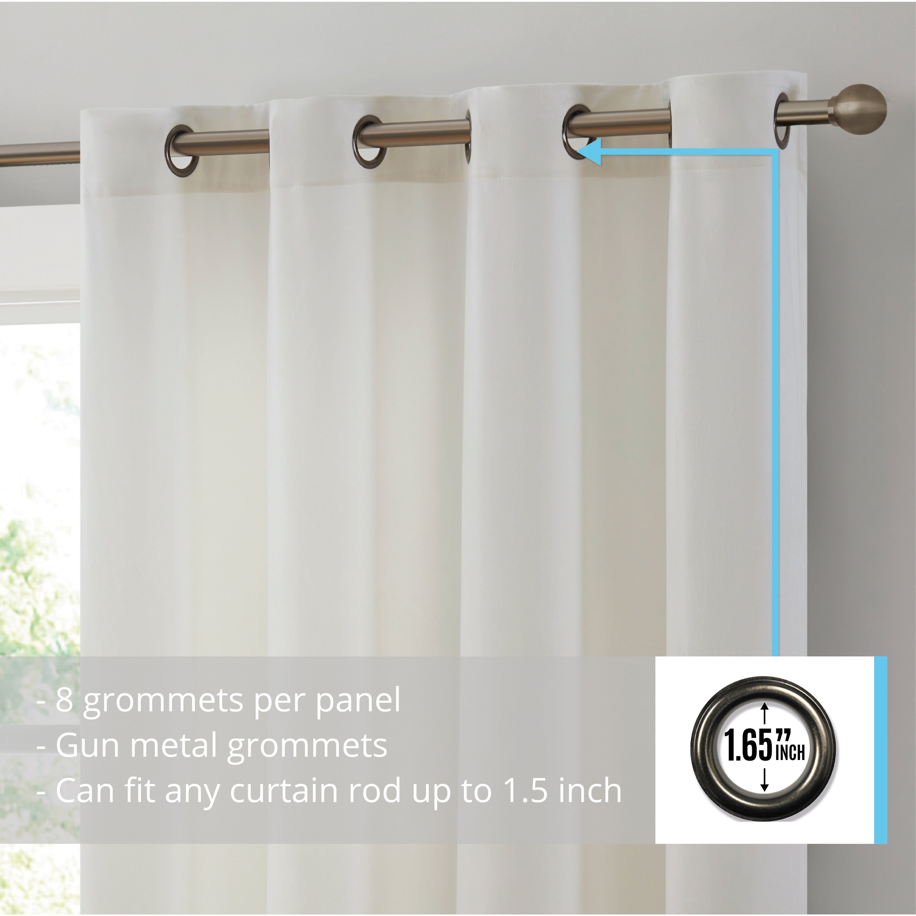 HLC.me Sawyer Premium Luxurious Lush Velvet Soft Light Filtering Grommet Window Curtains - Set of 2