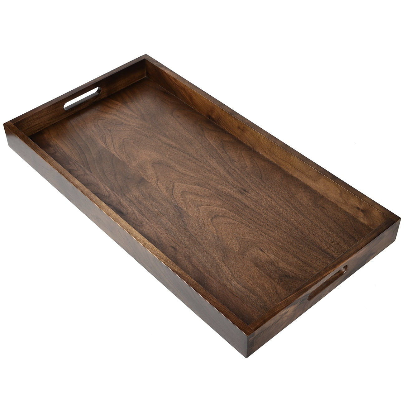 Rectangle Black Walnut Wood Serving Tray Ottoman Tray