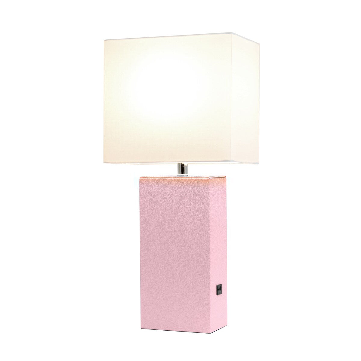 Elegant Designs 21 Modern Leather Wrapped Table Lamp with USB Port, With LED Bulb