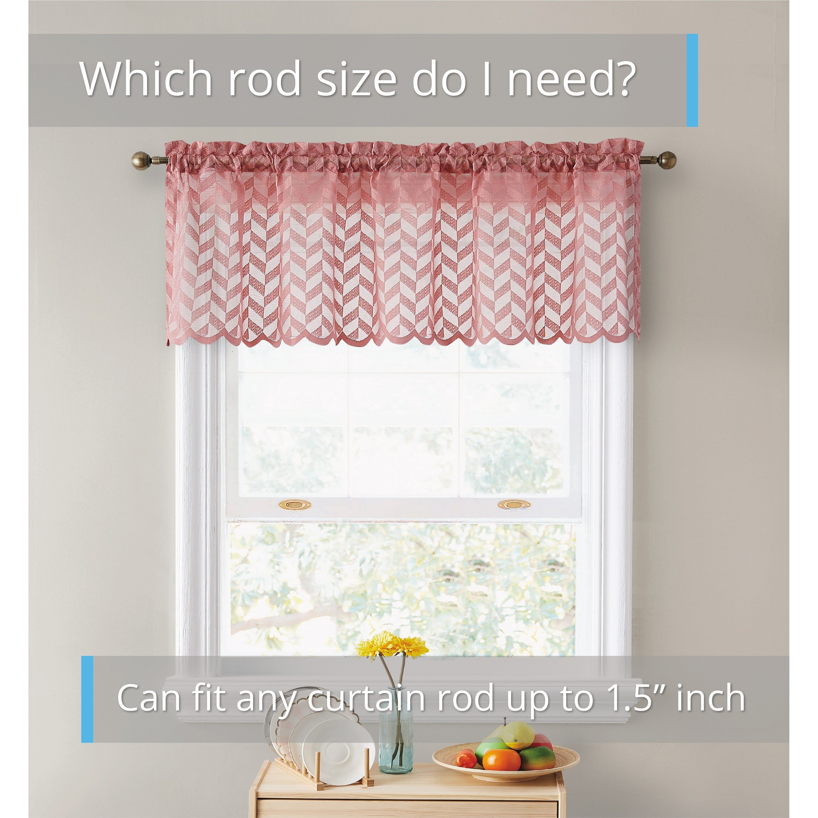 HLC.me Herringbone Lace Sheer Kitchen Cafe Curtain Tiers Swags Valance for Small Windows & Bathroom