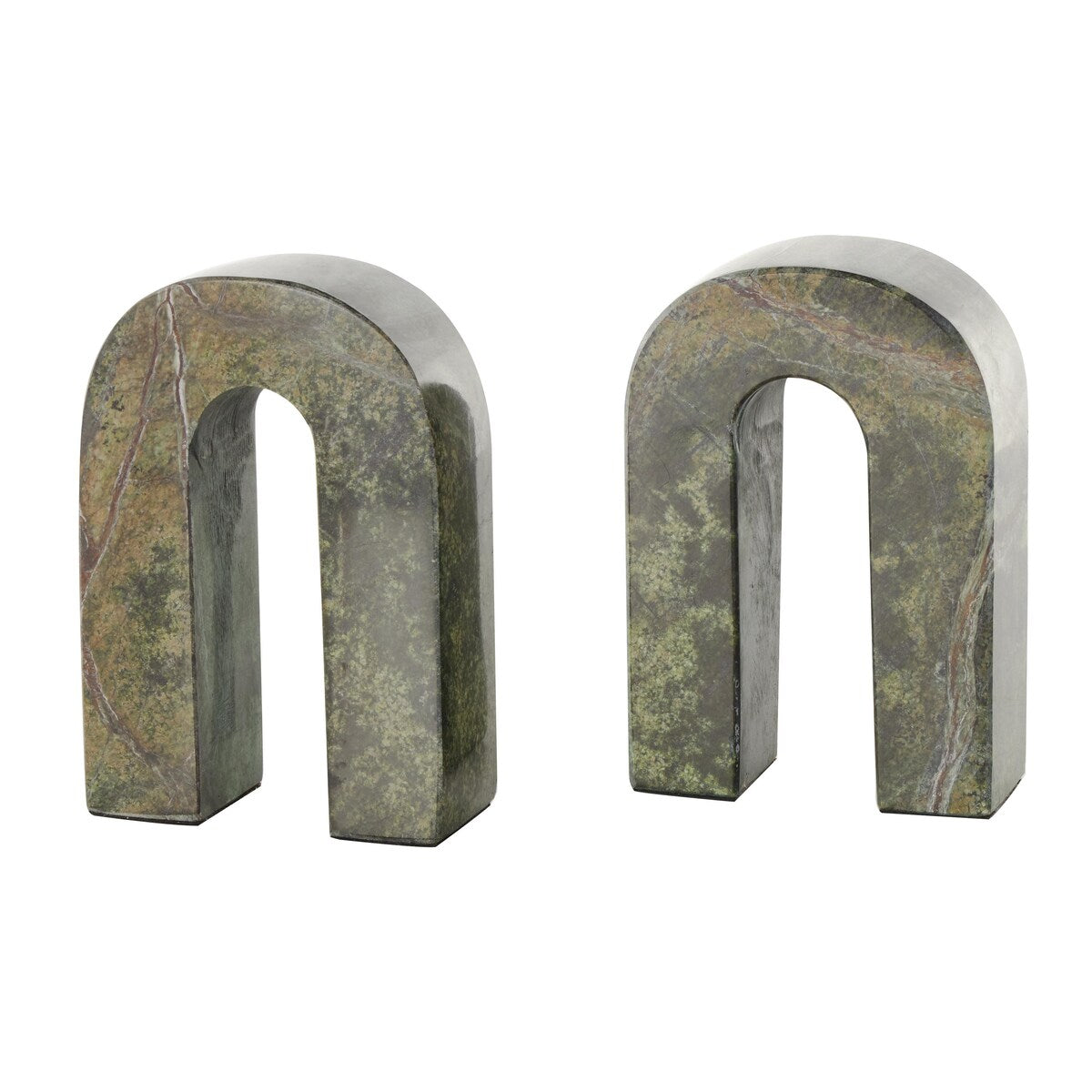 Marble Minimalistic Arched Decorative Bookends - Set of 2 Green - Roche River Decor