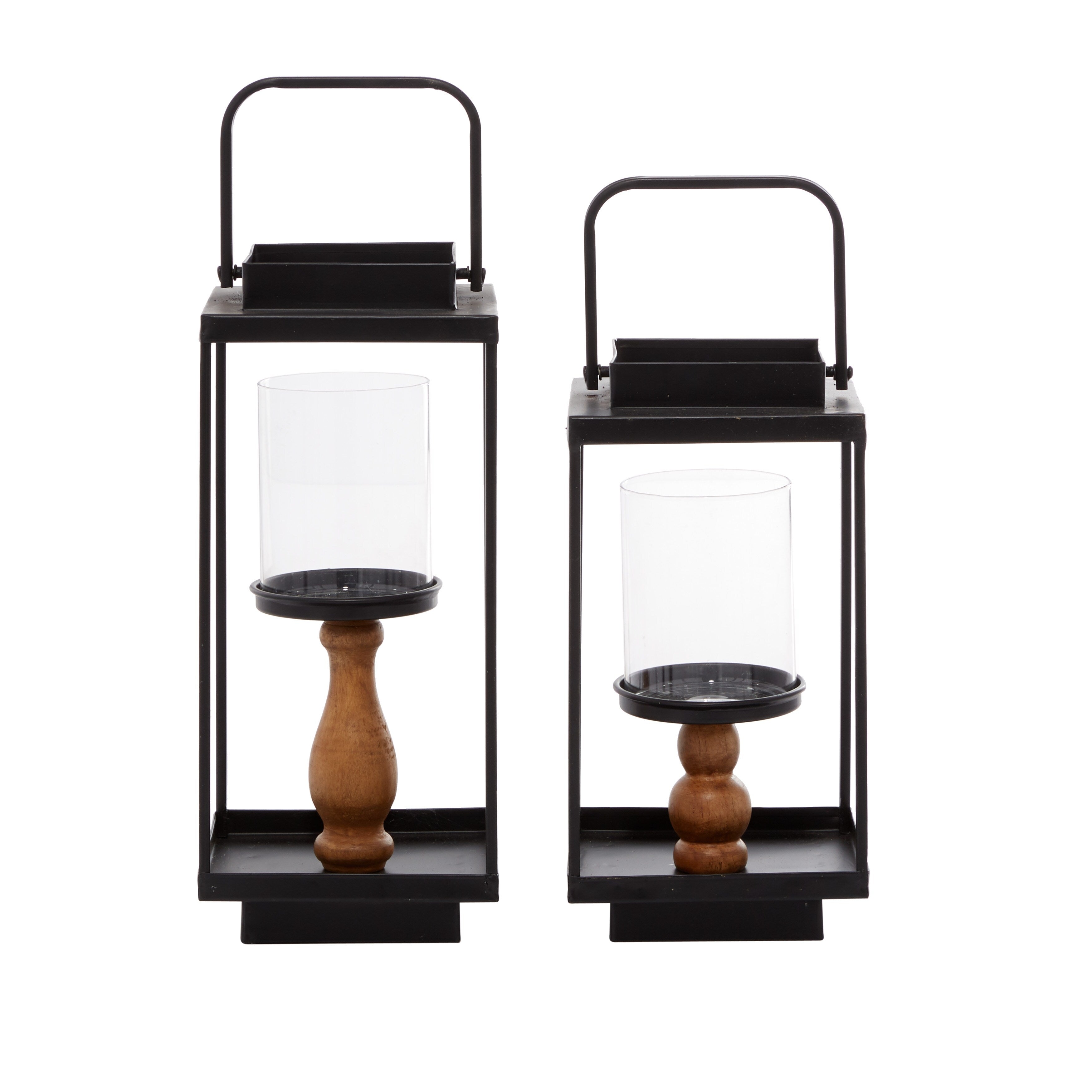 Black Iron Contemporary Lantern (Set of 2) - 6 x 7 x 13