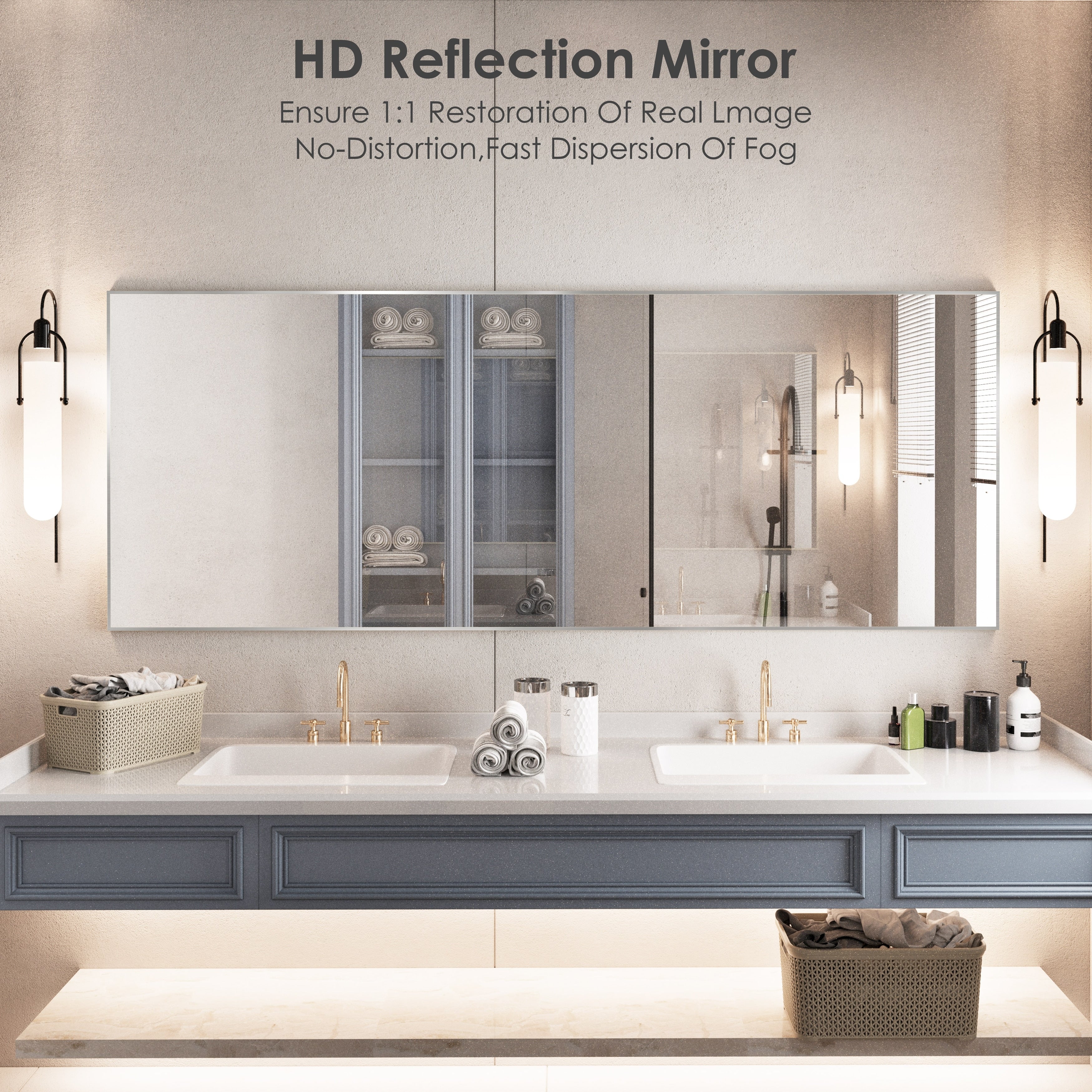 Aluminum Alloy Framed Wall Mounted Bathroom Vanity Accent Mirror in