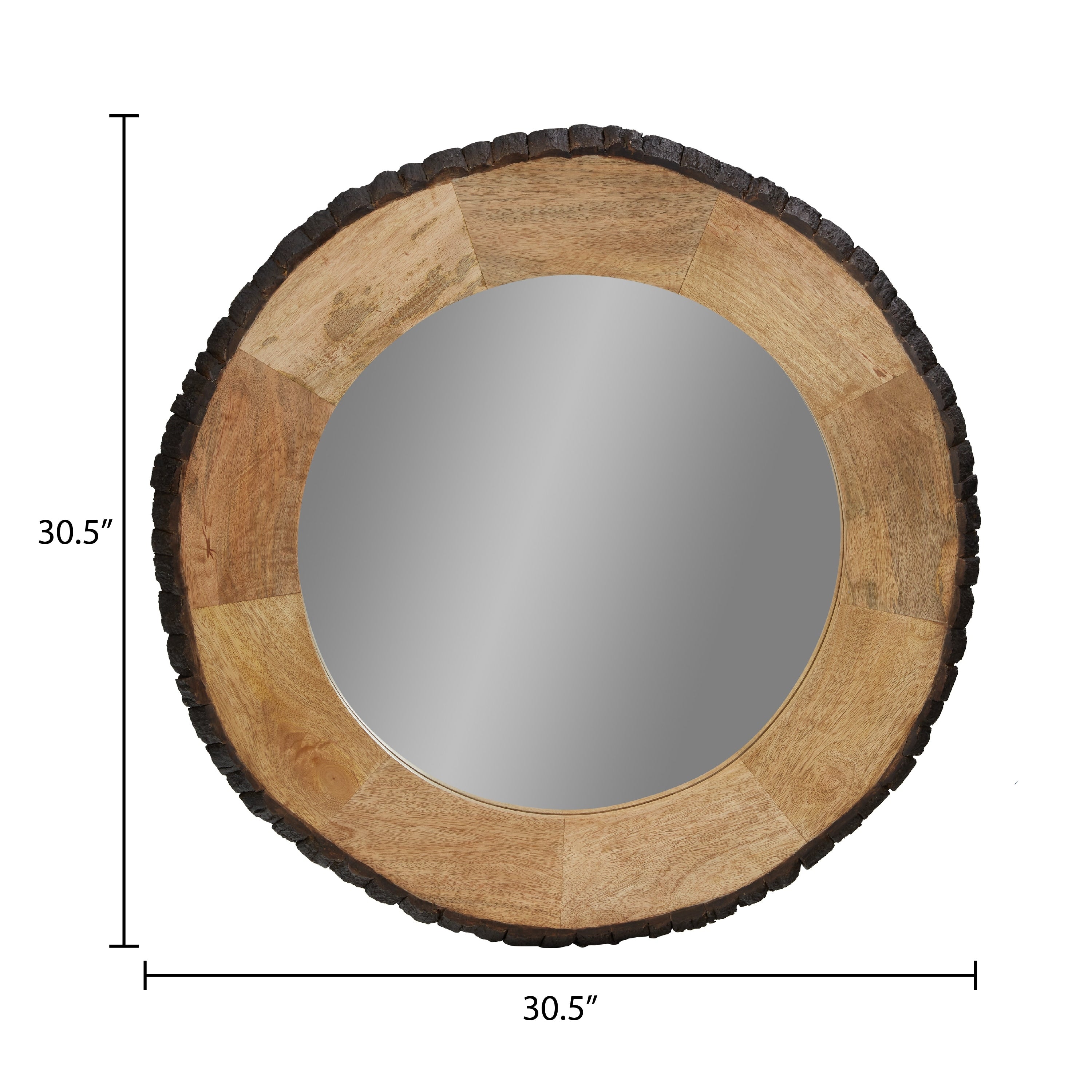 Meredith Round Live Edge Wood Wall Mirror by River of Goods - 30.5 x 1 x 30.5