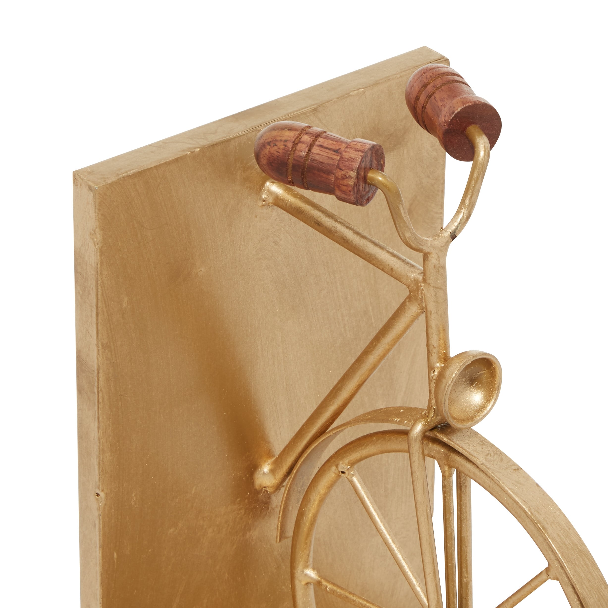 Black or Gold Metal Bike Bookends with Wood Accents (Set of 2)