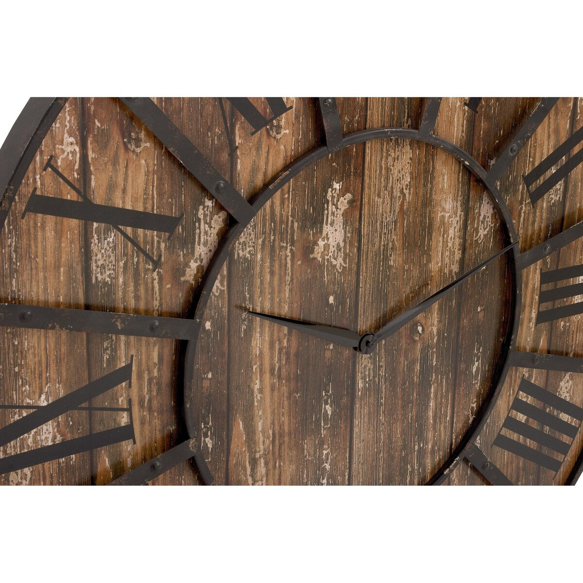 Wooden Decorative Wall Clock with Black Accents - Brown - Roche River Decor