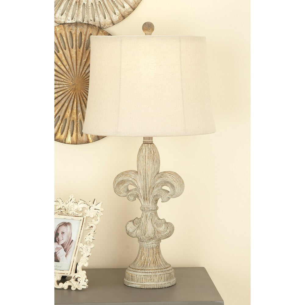 Fleur-De-Lis Heavily Distressed Vintage 28-inch Table Lamp (Set of 2)