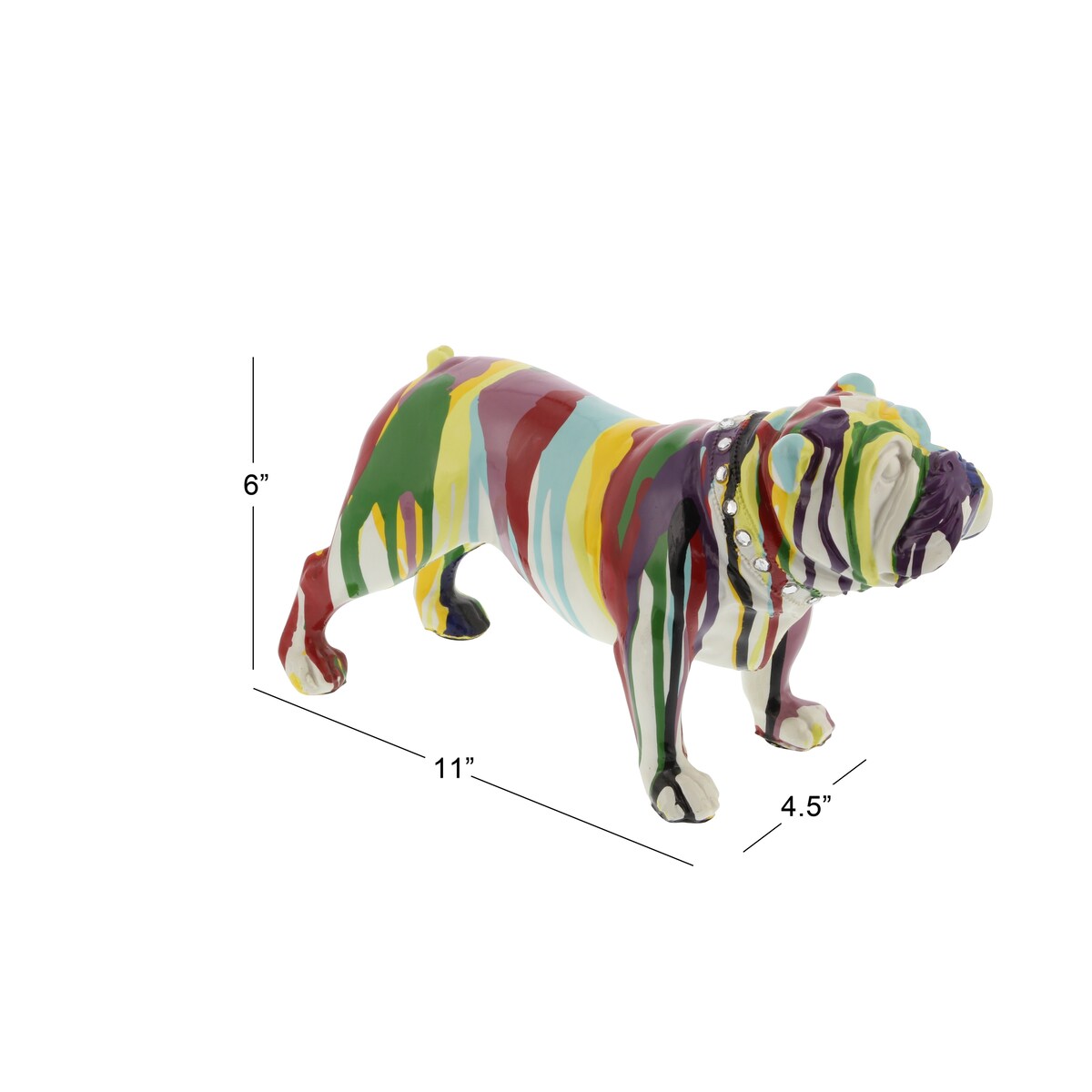 Polystone Bulldog Graffiti Decorative Sculpture - Multi Colored - The Novogratz