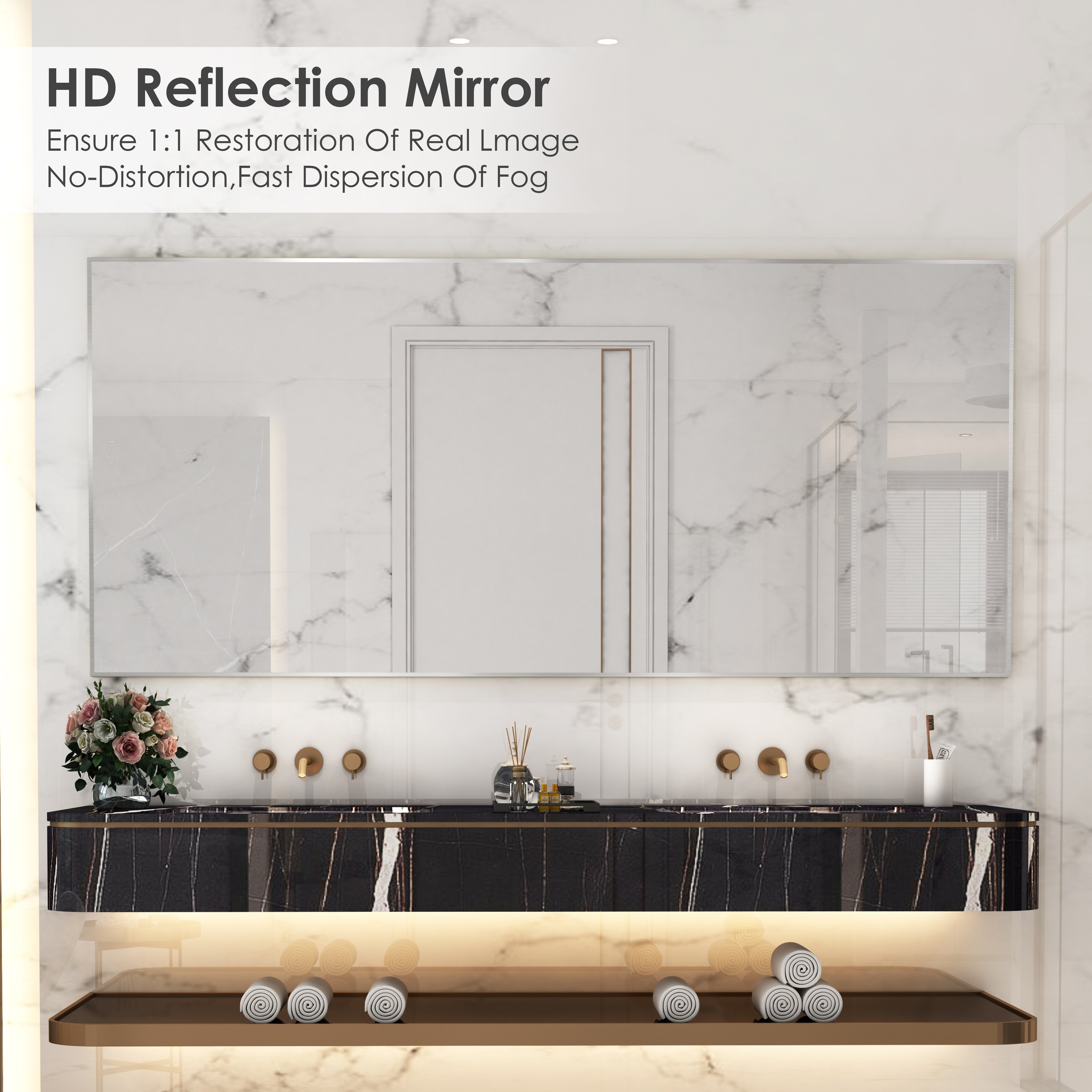 Aluminum Alloy Framed Wall Mounted Bathroom Vanity Accent Mirror in