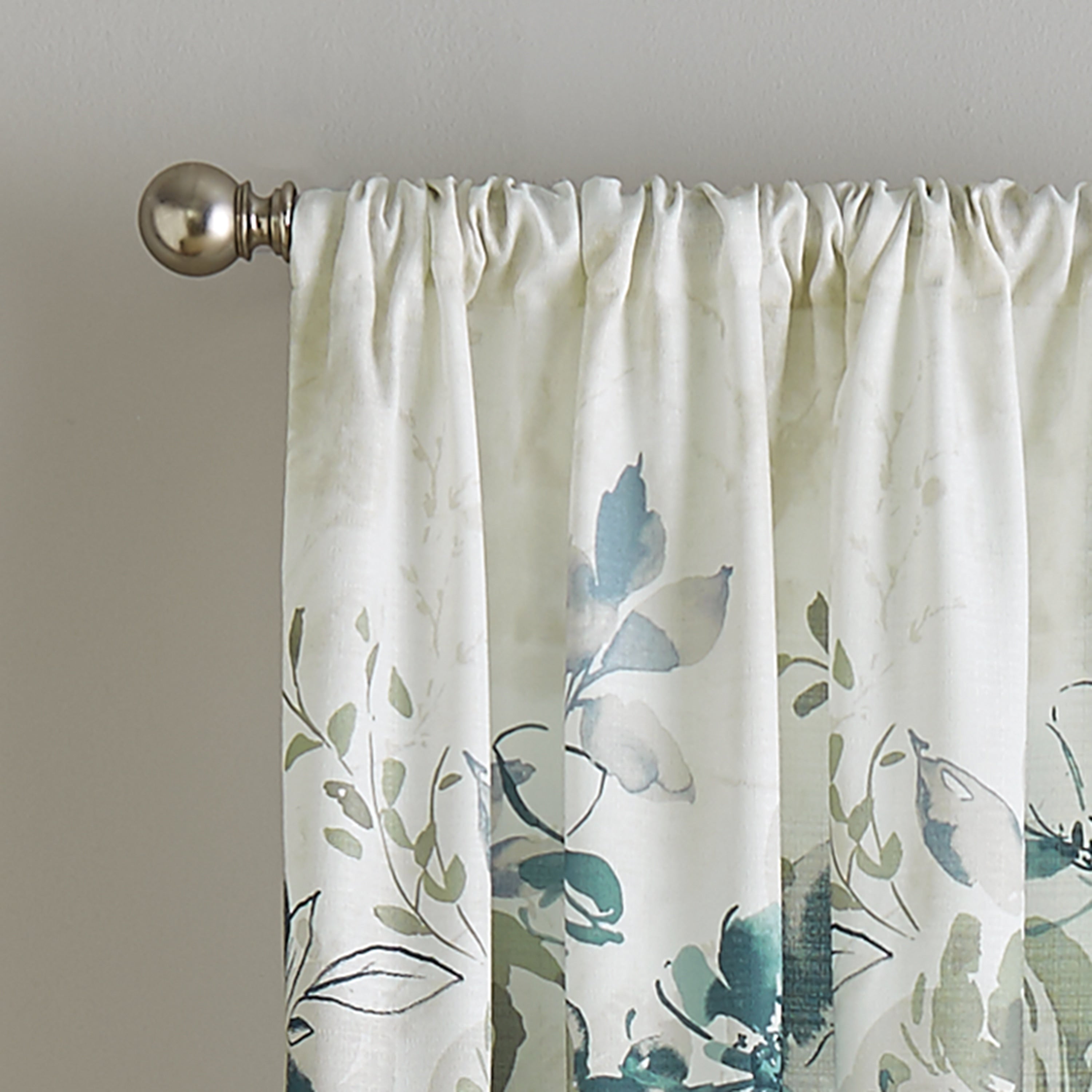 Watercolor Floral Flip Over Rod Pocket Single Curtain Panel