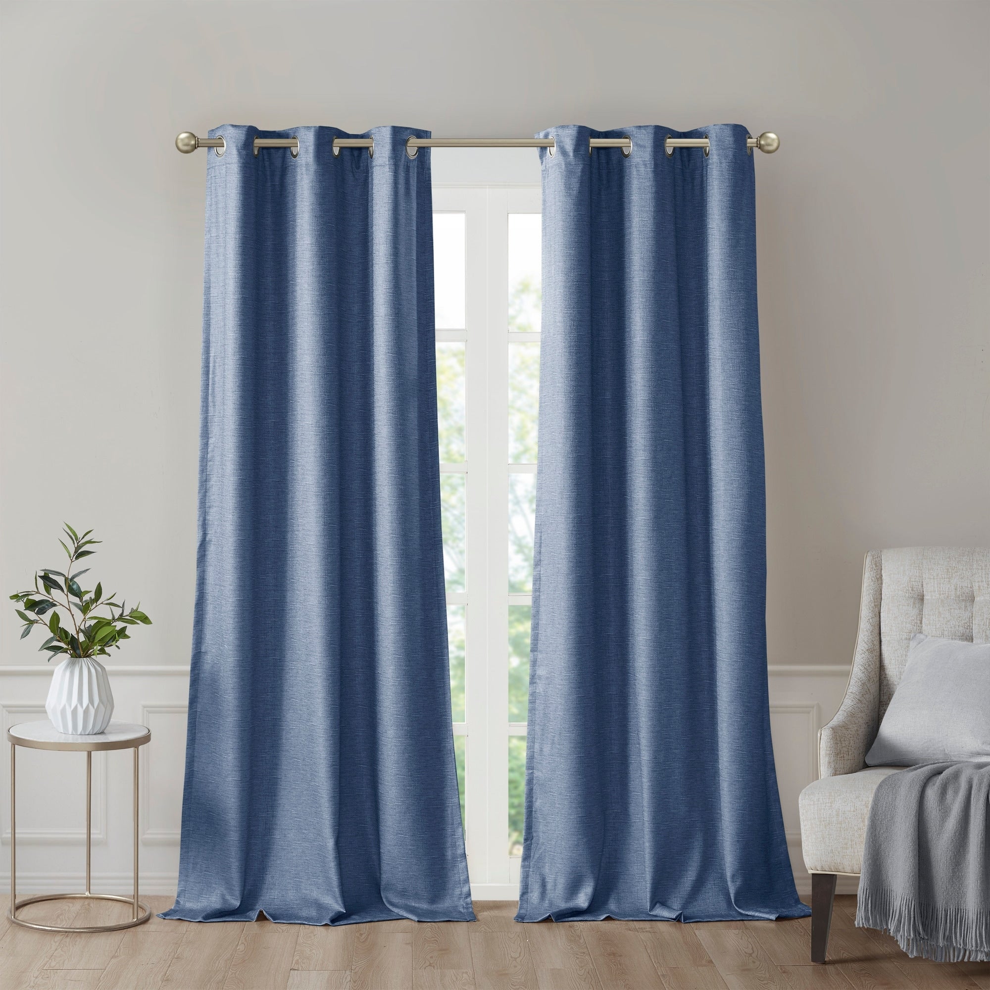 SunSmart Leighton Tonal Printed Faux Silk Total Blackout Curtain Panel Pair