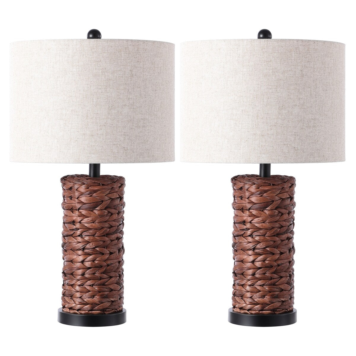 Enzo 25 Coastal Water Hyacinth LED Table Lamp, (Set of 2), by JONATHAN Y