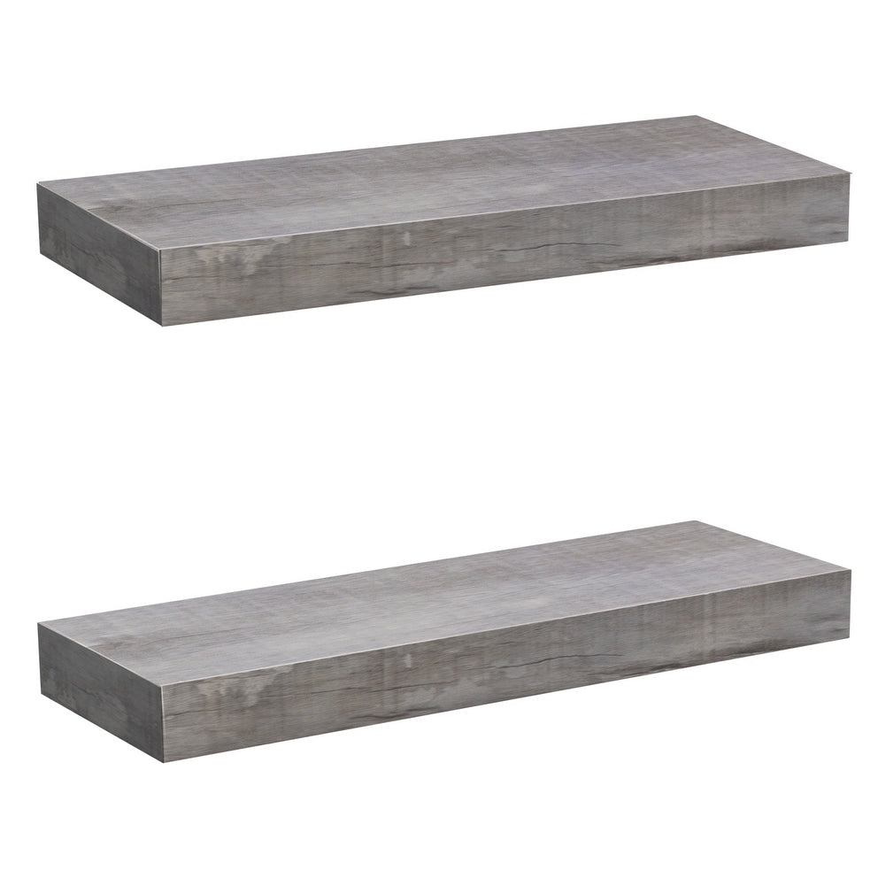 Floating Shelf Set Rustic Wood Hanging Rectangle Wall Shelves (2-Pack) - N/A