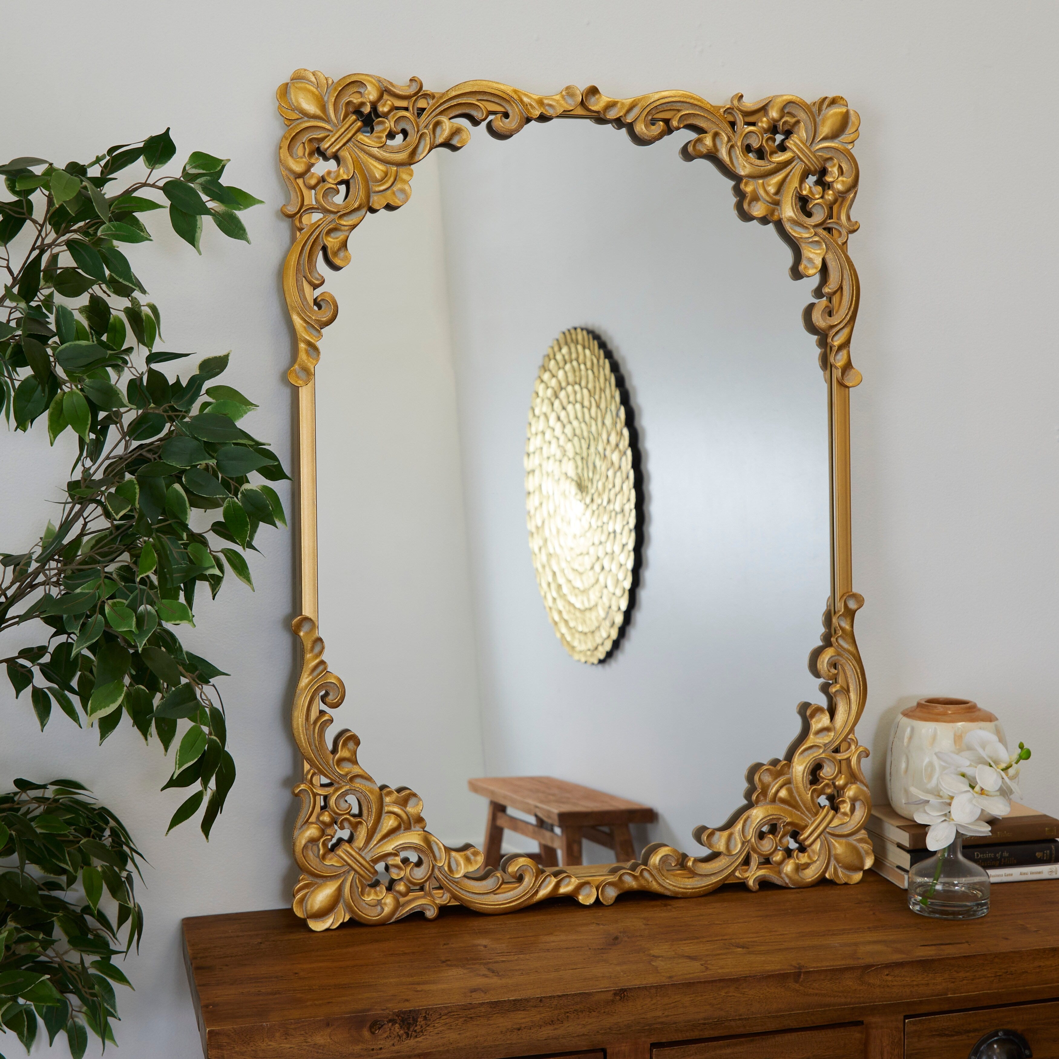 Metal Scroll Ornate Baroque Floor or Wall Mirror - Gold - Various Sizes and Shapes - Roche River Decor