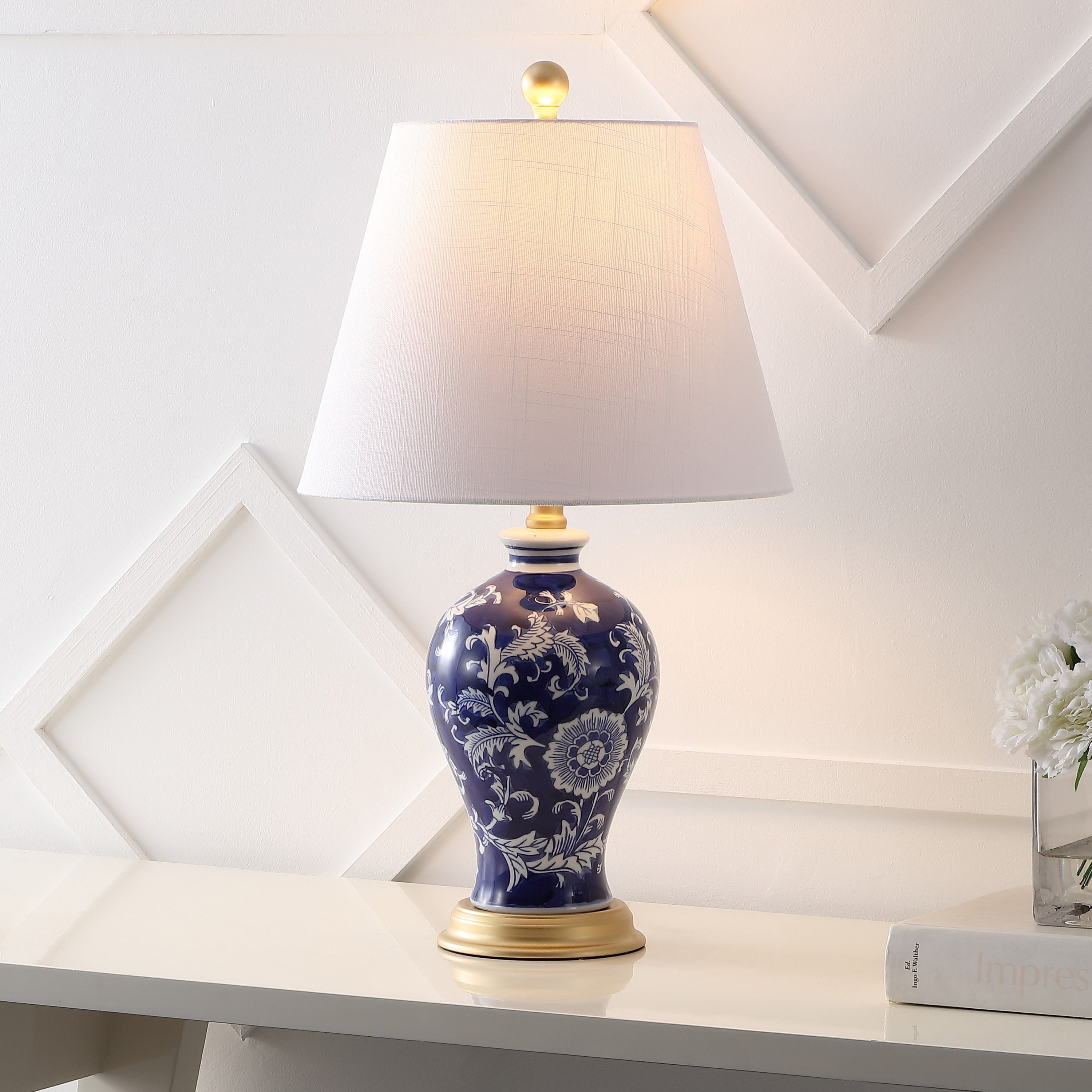 Grace 24 Floral LED Table Lamp, Multi/Brass by JONATHAN Y