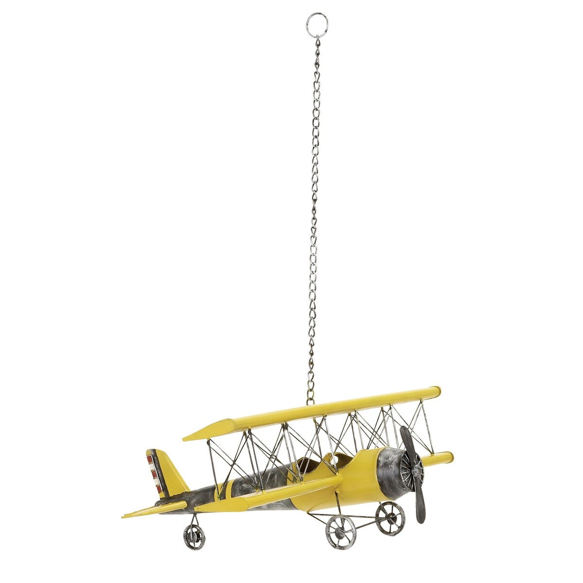 Metal Airplane Home Wall Decor with Chain Hanger - Yellow - Roche River Decor