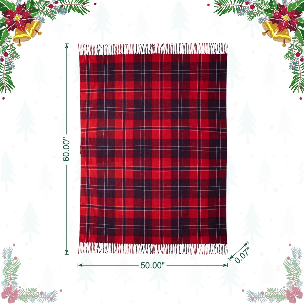 Glitzhome 50 x 60 Plaid Woven Acrylic 400g Christmas Blanket