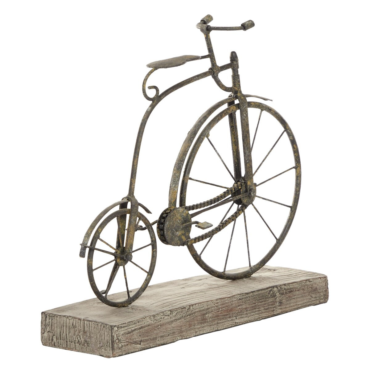 Metal Bike Decorative Sculpture with Wood Base - Black - Roche River Decor