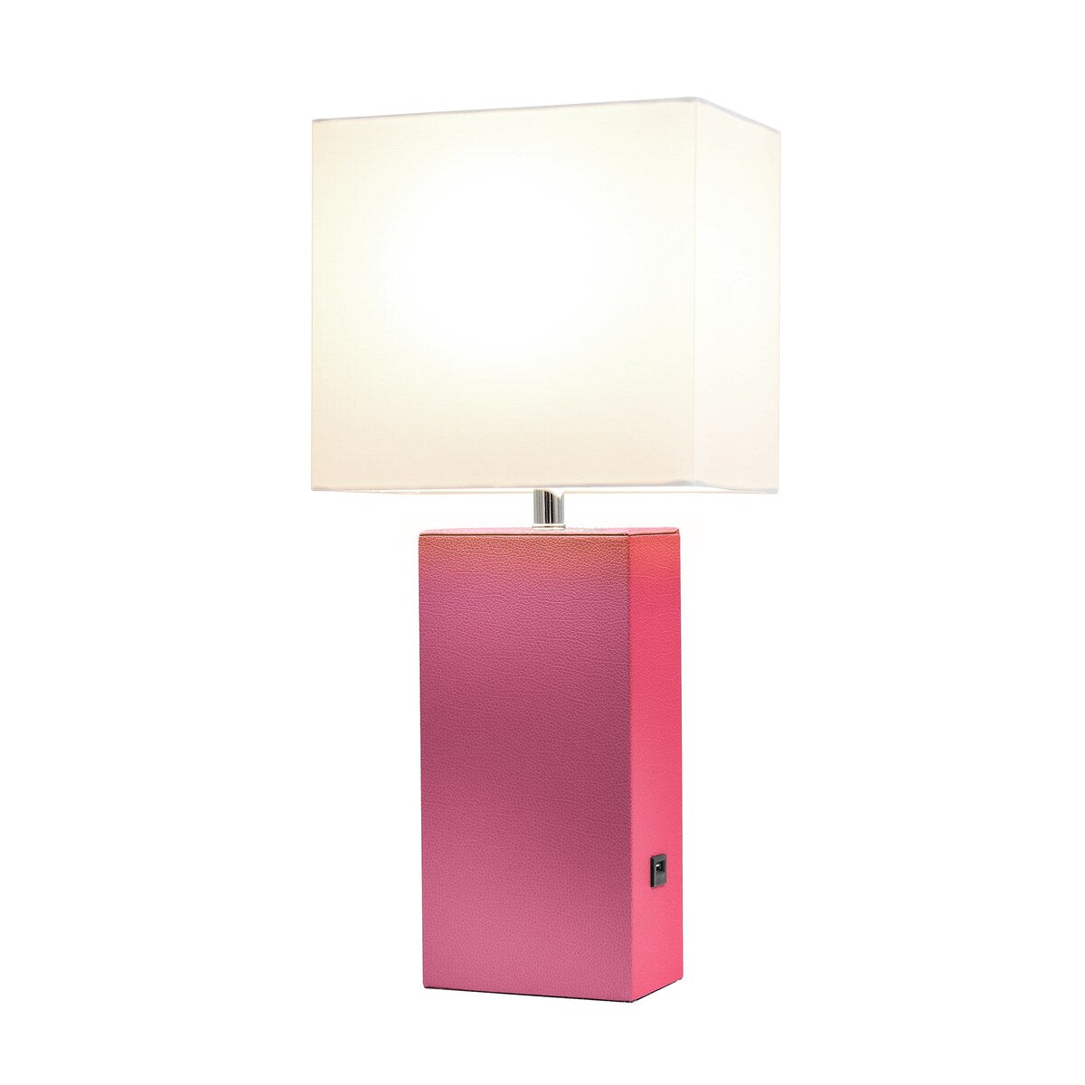 Elegant Designs 21 Modern Leather Wrapped Table Lamp with USB Port, With LED Bulb