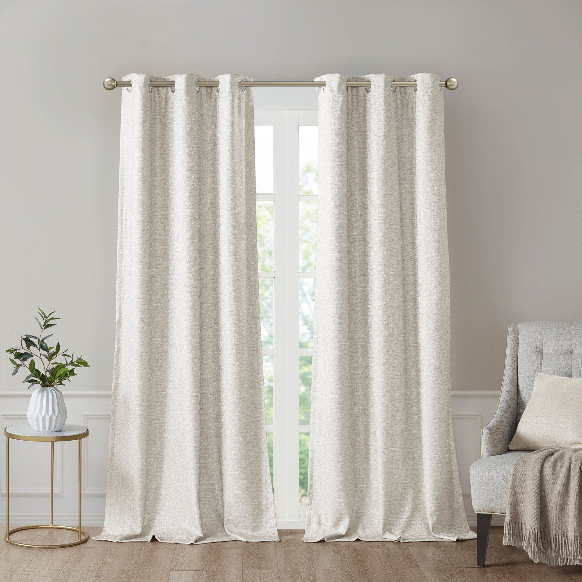 SunSmart Leighton Tonal Printed Faux Silk Total Blackout Curtain Panel Pair