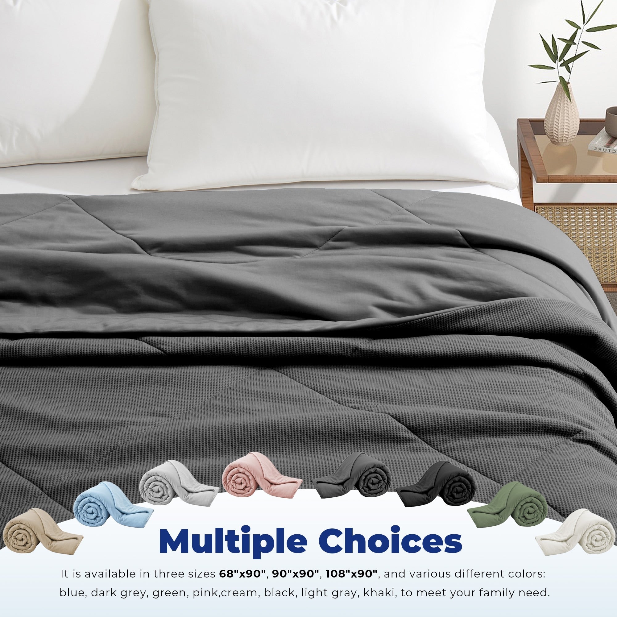 Lightweight Breathable Cooling Waffle Reversible Summer Blanket, Dual-side Cool Touch Comforter