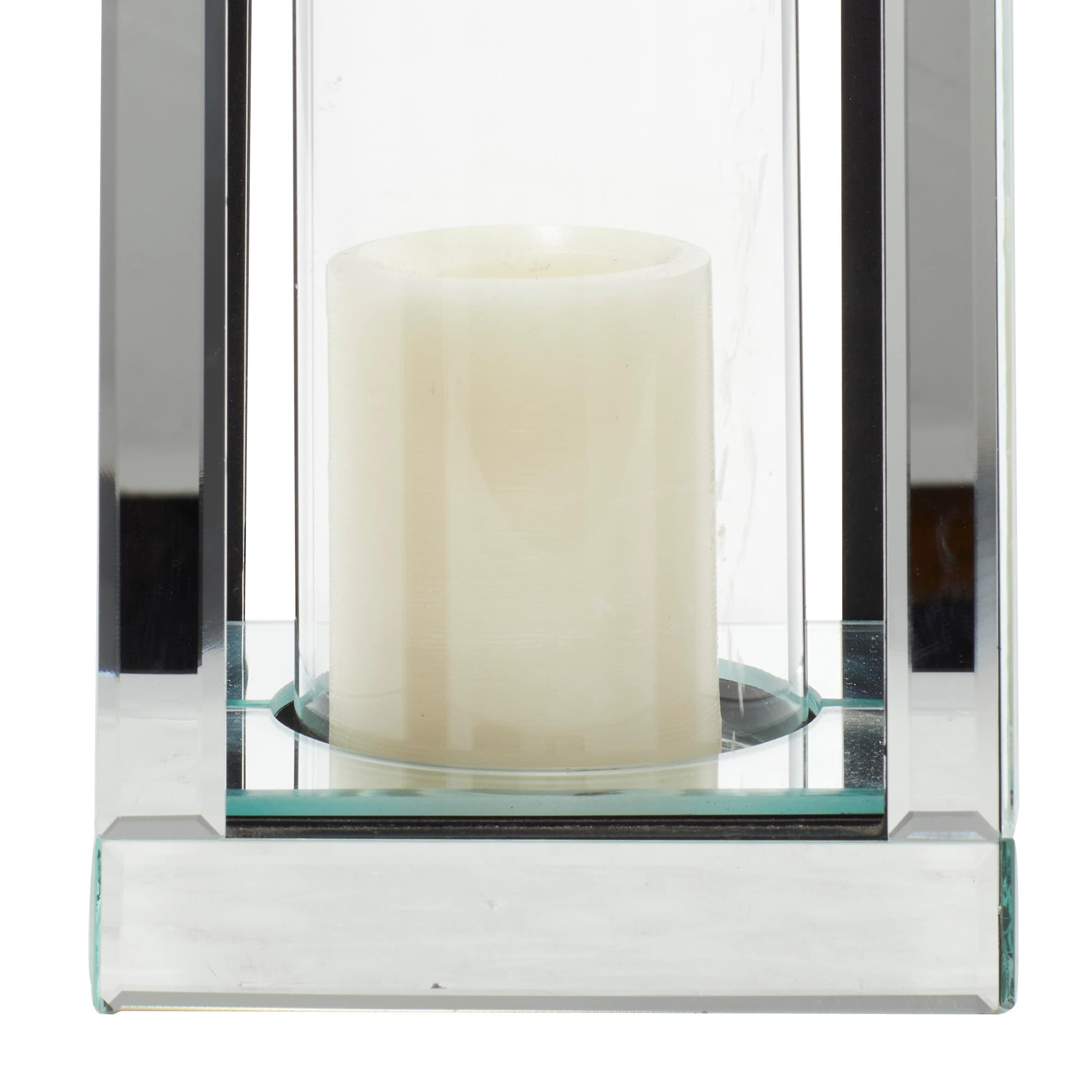 Glass Pillar Candle Holder with Floating Crystals