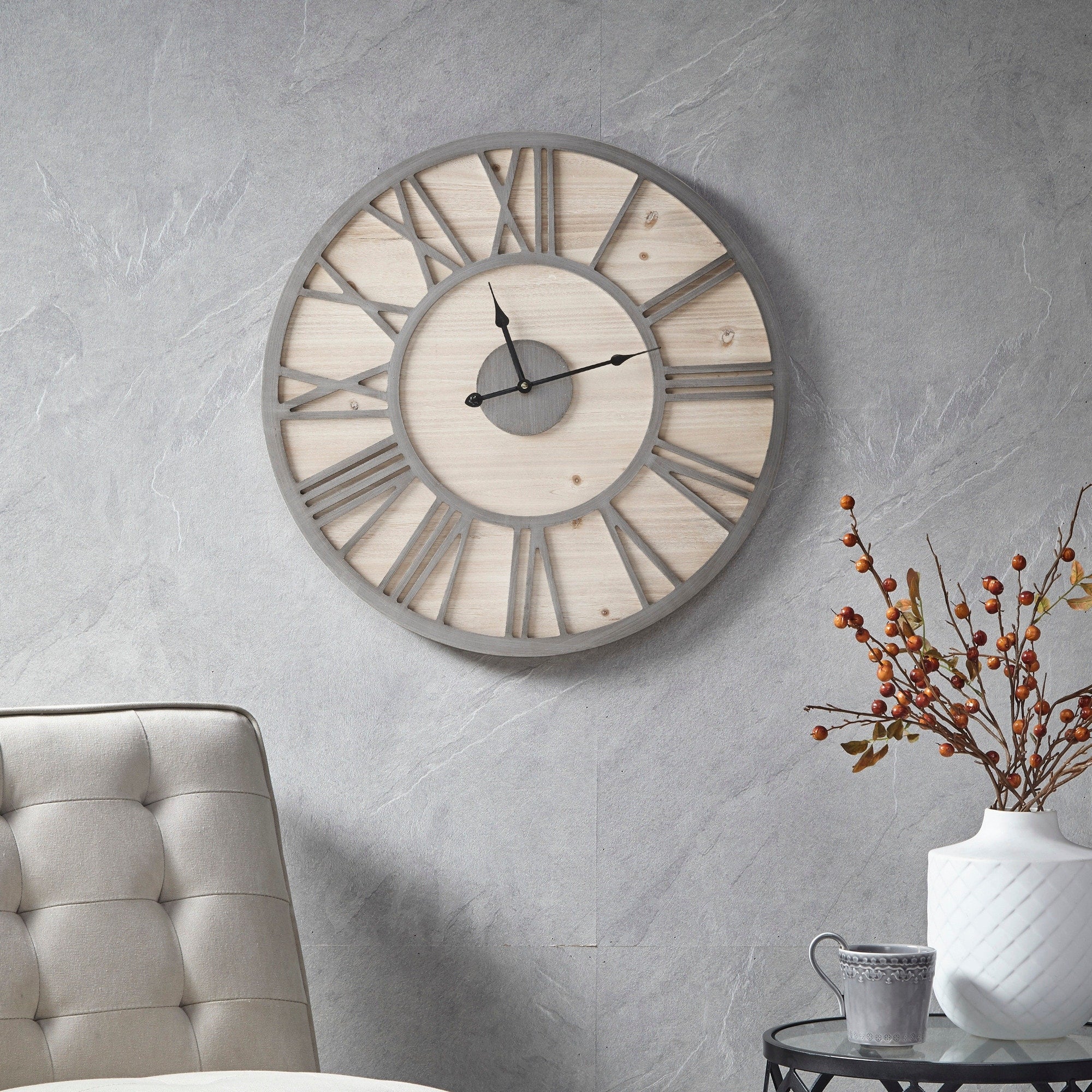 Madison Park Mason 23.6 Wood Wall Clock