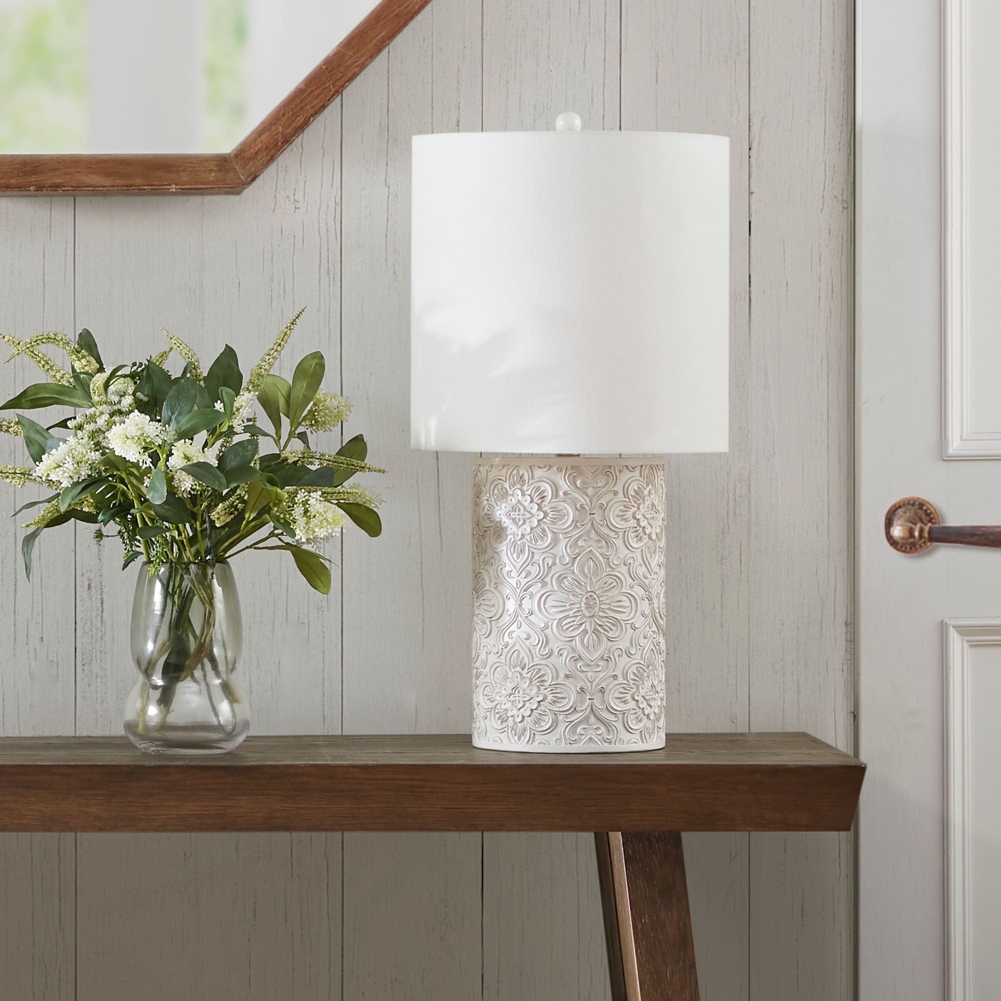 INK+IVY Ashbourne Embossed Floral Resin Table Lamp